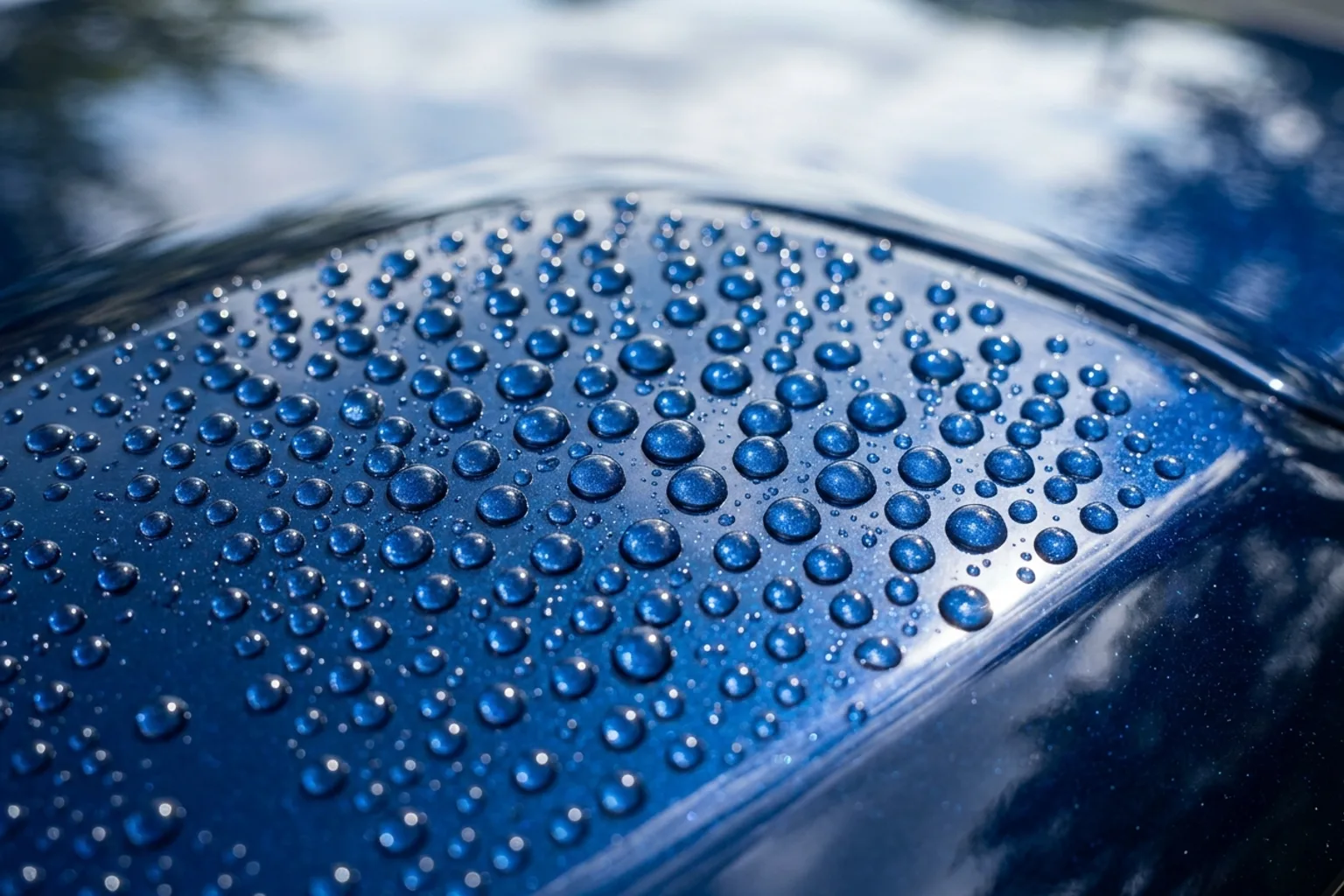 Hydrophobic water beading pattern with high contact angle on ceramic protected paint