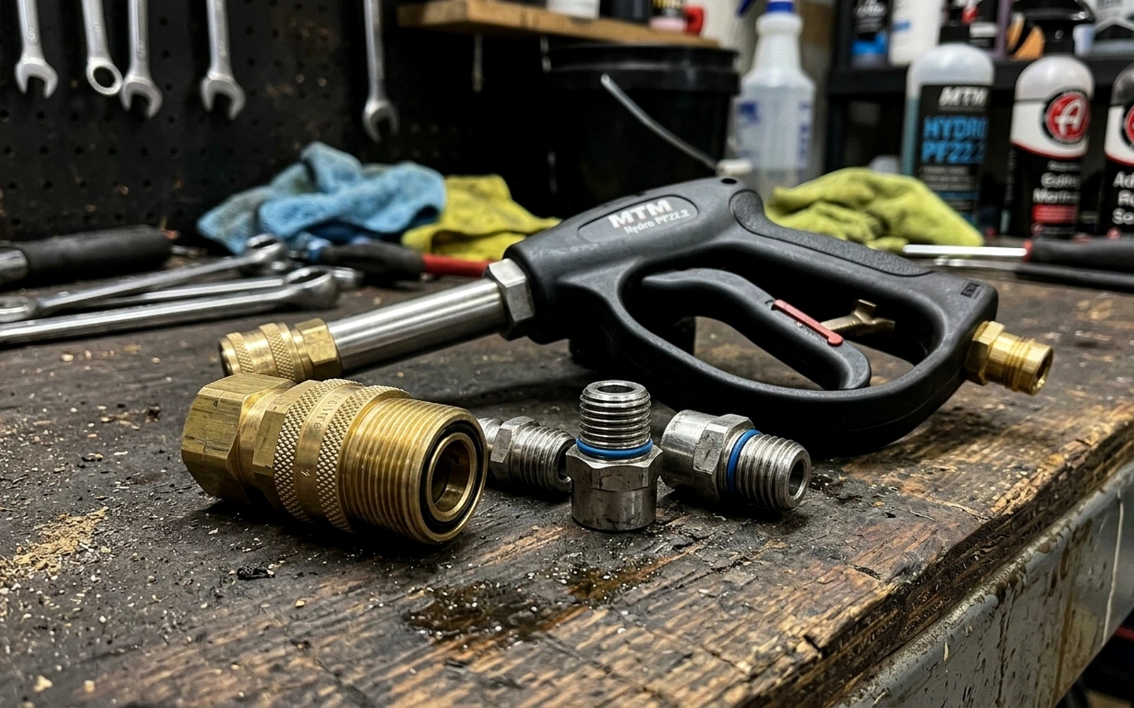 Standard 15A 120V garage electrical circuit outlet and pressure washer connection
