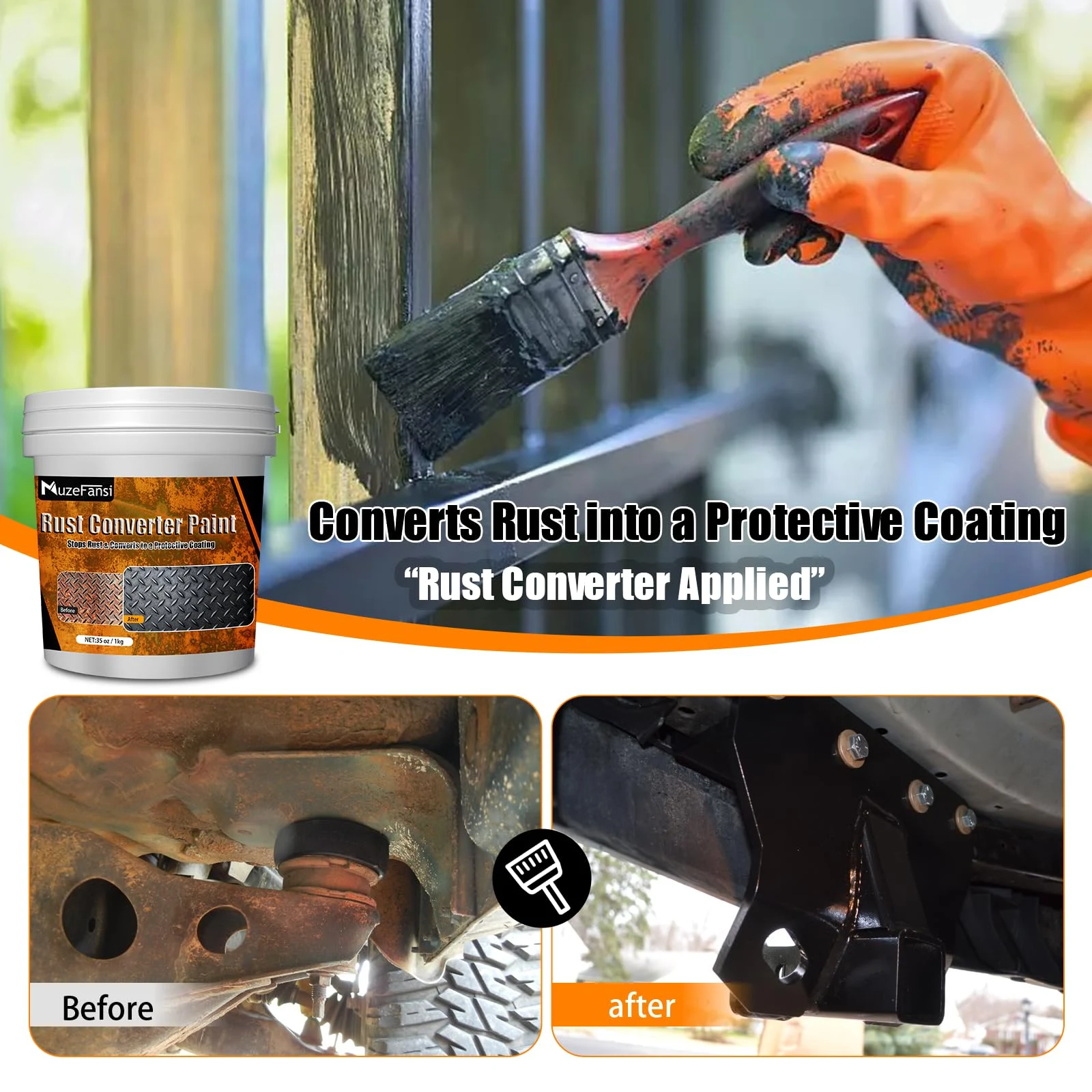 2-in-1 Rust Converter & Metal Primer – Stops Rust, Paint Over Rusted Metal, Anti-Rust Coating Rust Paint,Corrosion Inhibitor product photo, view 5 of 17