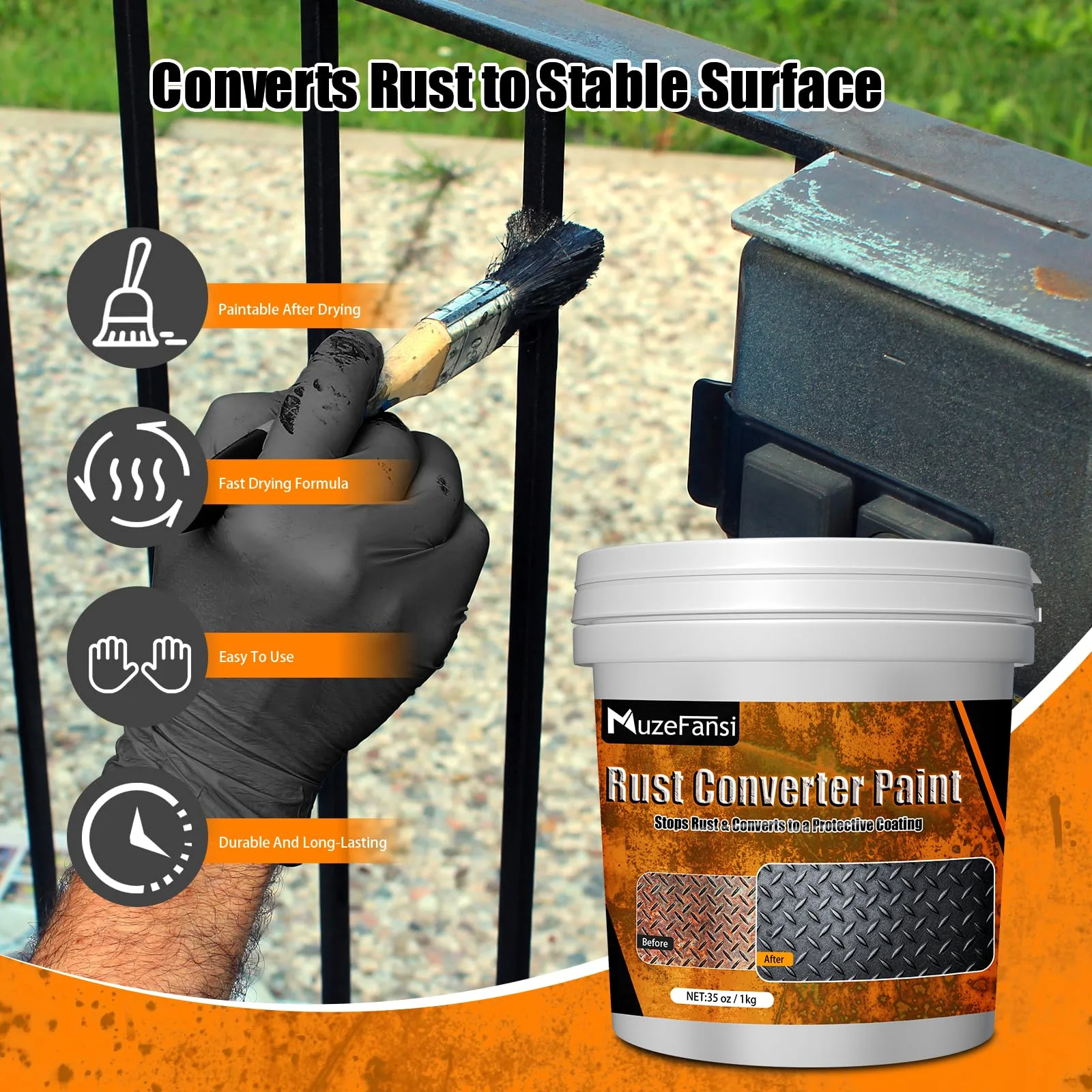 2-in-1 Rust Converter & Metal Primer – Stops Rust, Paint Over Rusted Metal, Anti-Rust Coating Rust Paint,Corrosion Inhibitor product photo, view 12 of 17