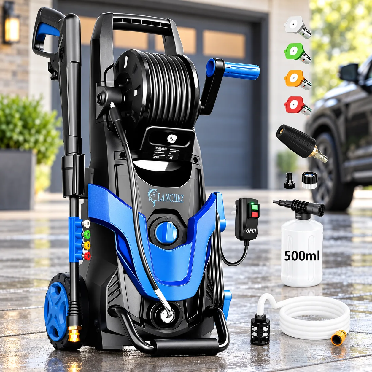 2026Upgraded 4800 MAX Pressure Washer w/5 Quick Connect Nozzles, 35ft Power Cord w/GFCI, Inlet Hose & Filter& Soap Tank for C product photo, view 10 of 17
