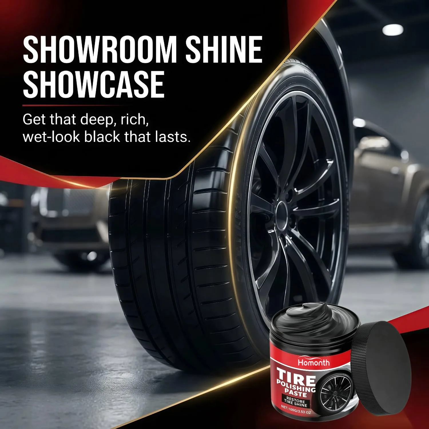 2PCS Car Tire Shine with Sponge, Tire Coating Paste, Tire Polishing Paste | Long-Lasting Tire Dressing with Wet Gloss Look Fi product photo, view 15 of 17