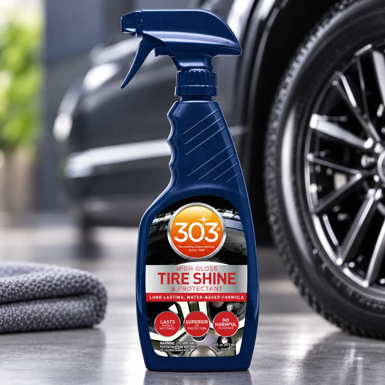 303 High Gloss Tire Shine & Protectant, 16 oz | Water-based tire shine delivers long-lasting gloss without harmful silicones. product photo, view 9 of 15