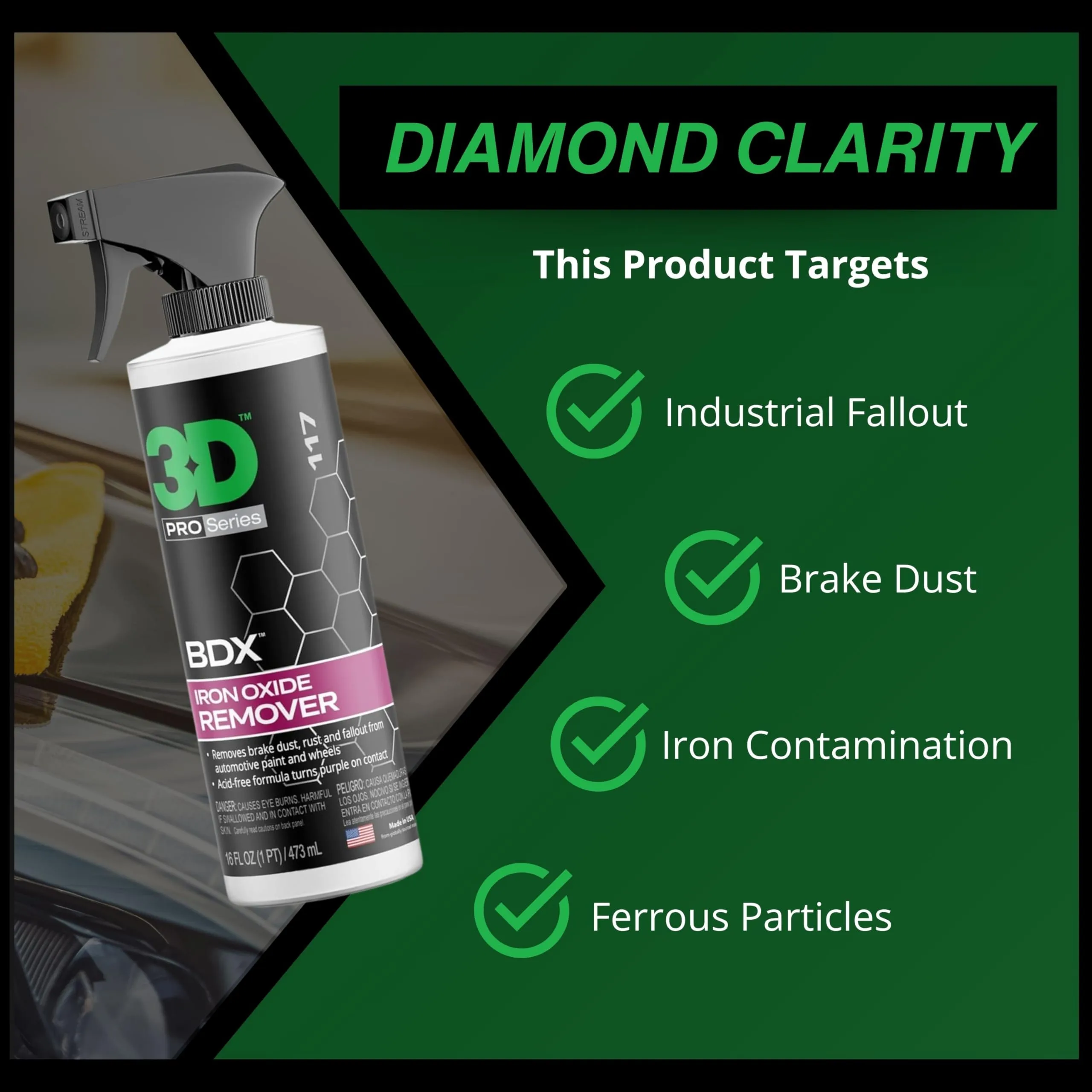 3D BDX Iron Remover – Fast Acting Fallout & Brake Dust Cleaner | Purple Color-Changing Spray for Wheels & Paint | Acid-Free | product photo, view 11 of 13