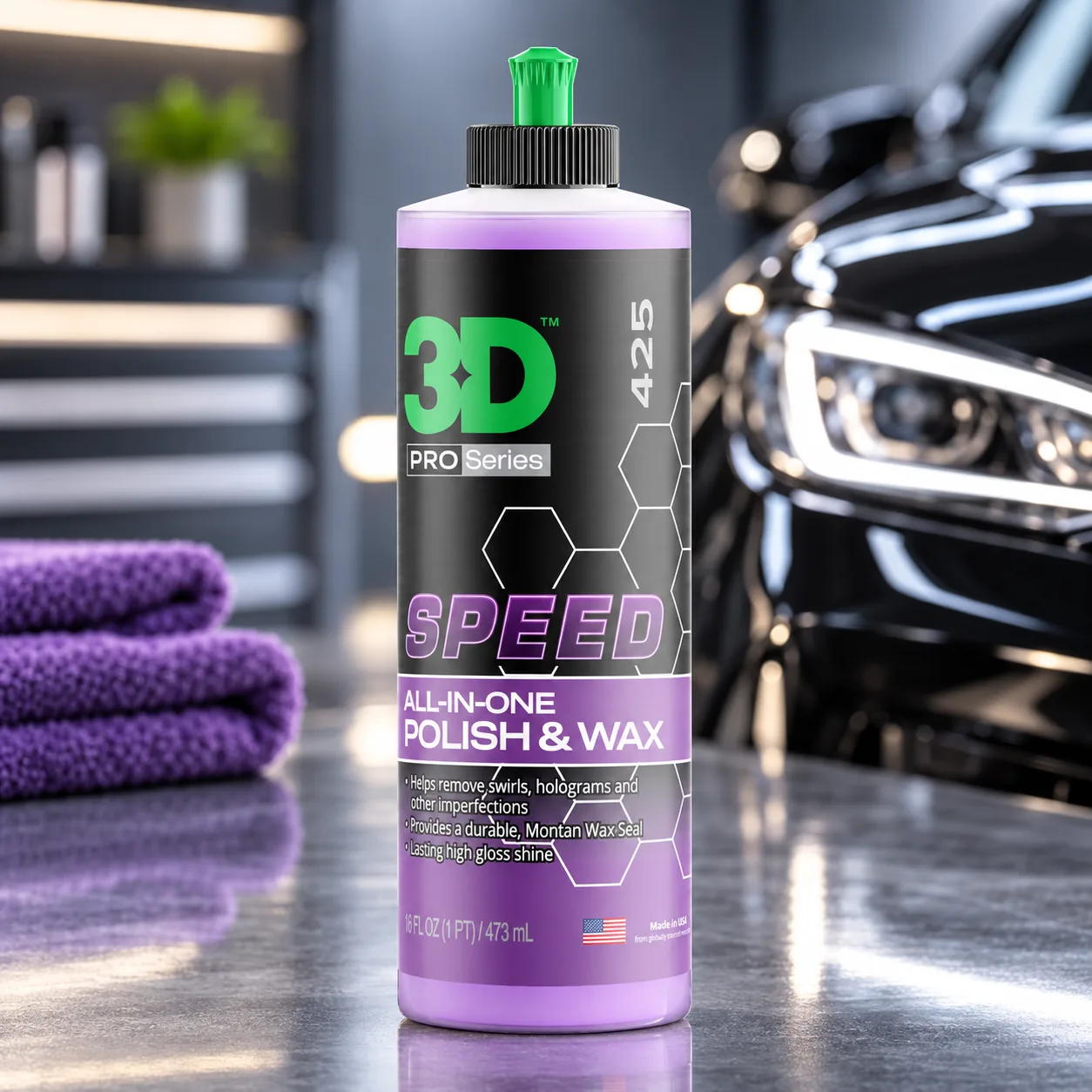 3D Speed All-In-One Polish & Wax – Scratch & Swirl Remover, Clear Coat Safe Paint Sealant – High Gloss Finish, Easy Applicati product photo, view 9 of 15
