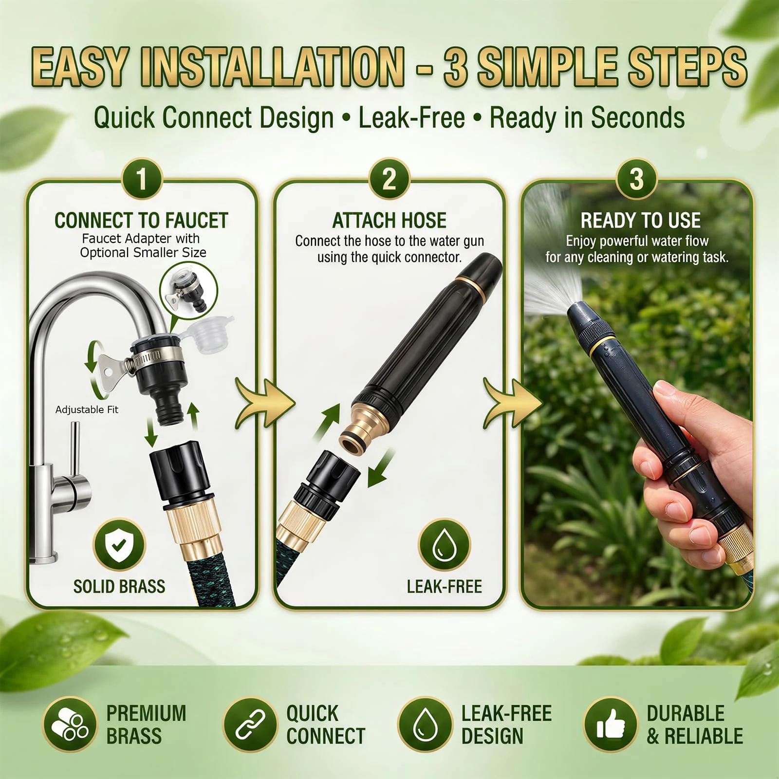 5-in-1 High Pressure Hose Nozzle,PowerJet High Pressure Water Gun,Garden Hose Pressure Booster,Home High Pressure Car Wash Wa product photo, view 9 of 17