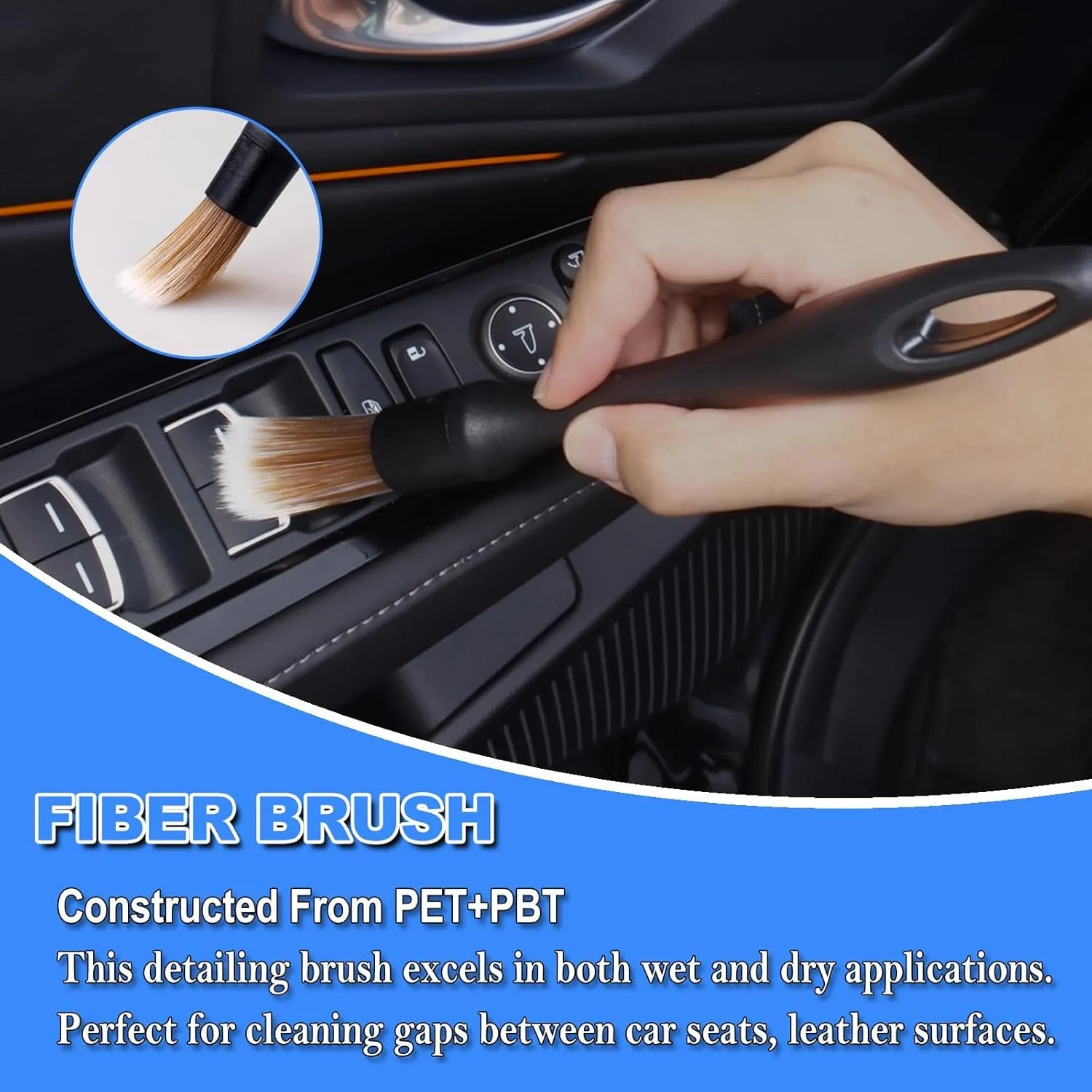 7PCS Car Detailing Brush Set, Ultra Soft Boars Hair Car Interior Detailing Brushes, Car Interior Detailing Kit, Car Cleaning product photo, view 12 of 15