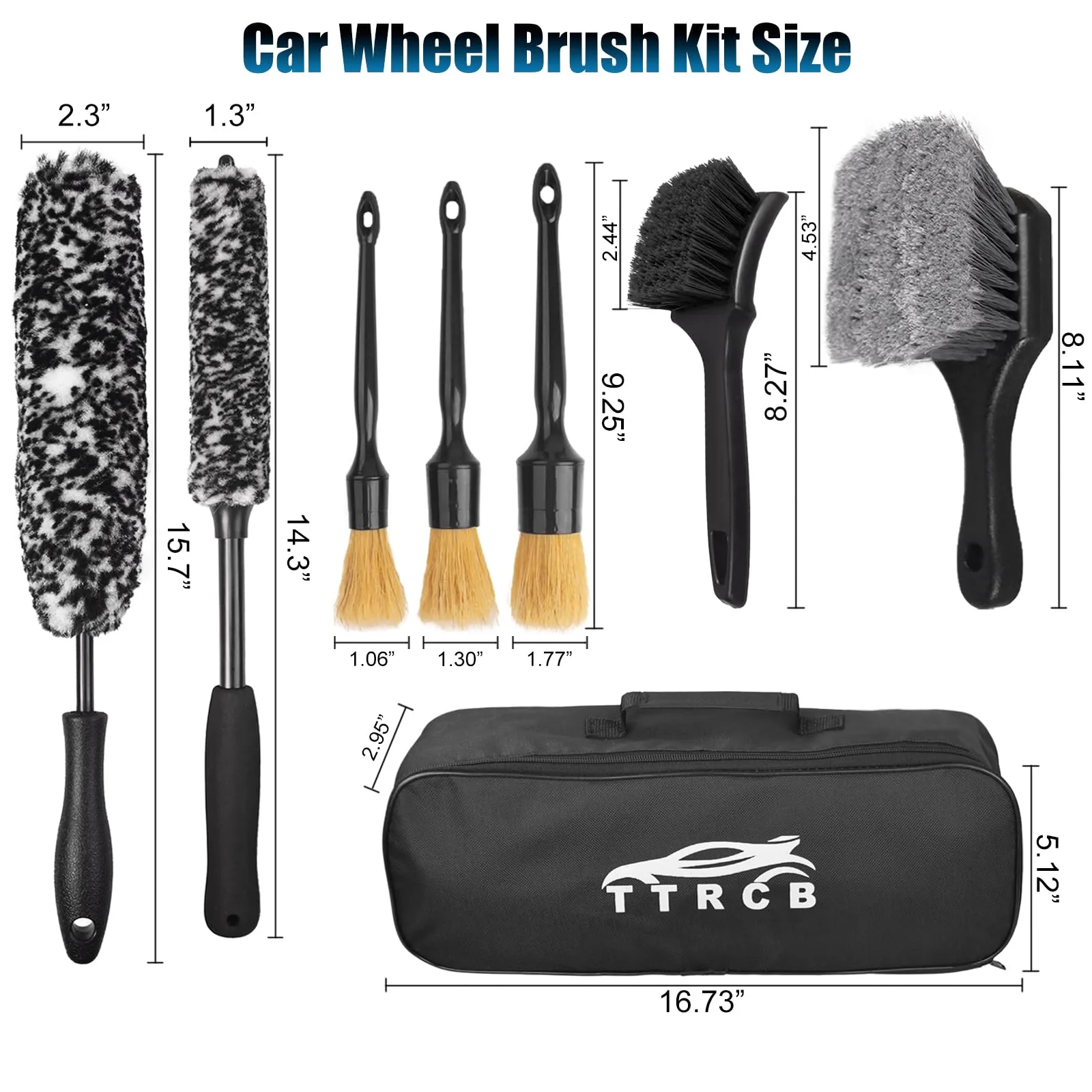 8Pcs Wheel Brush, Tire Brush, Wheel Cleaner Brush Set - 2 Soft Wheel Cleaning Brushes, Detailing Brush & Hard Tire Scrubber, product photo, view 15 of 15