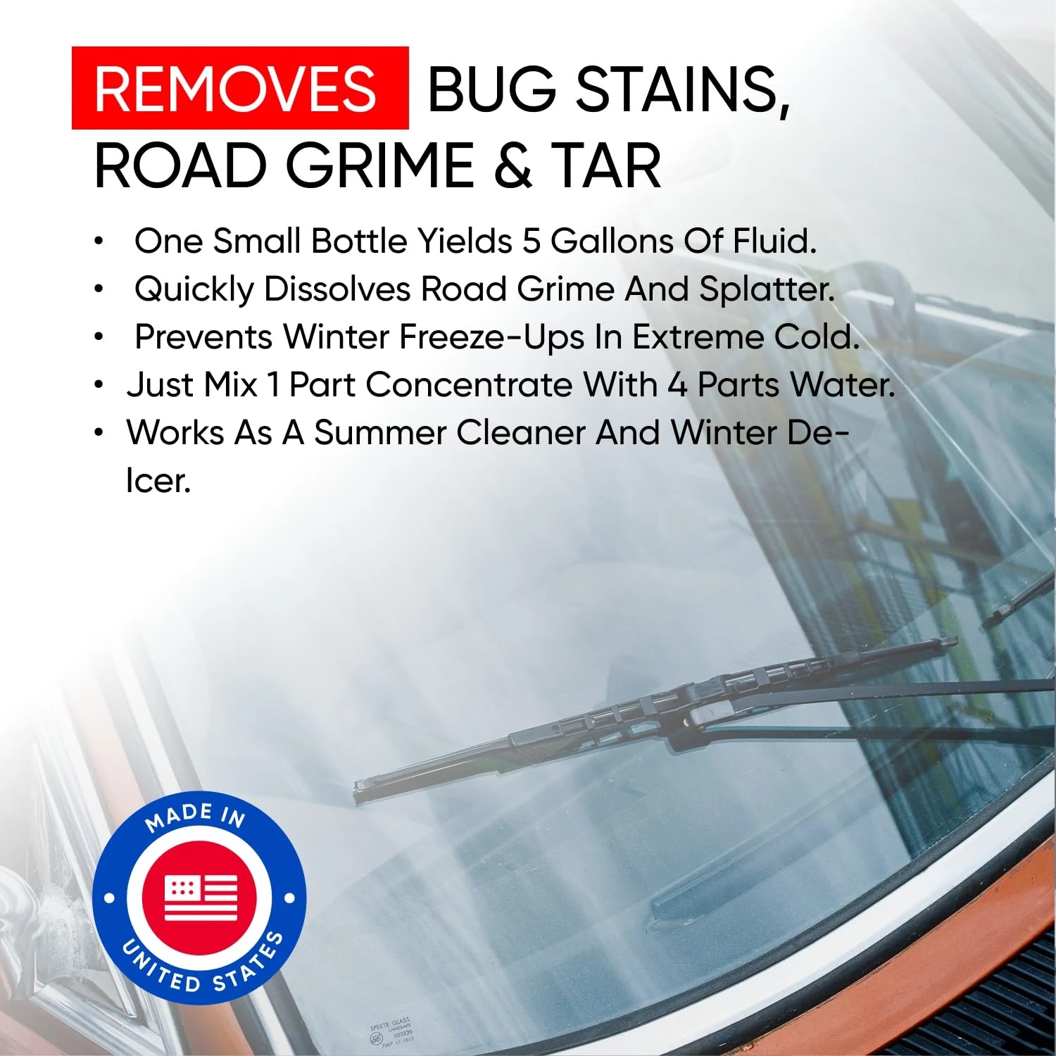 ABRO All-Season Windshield Washer Concentrate 16 oz, Rated to -25°F | Concentrate mixes to a streak-free wash and protects gl product photo, view 5 of 15