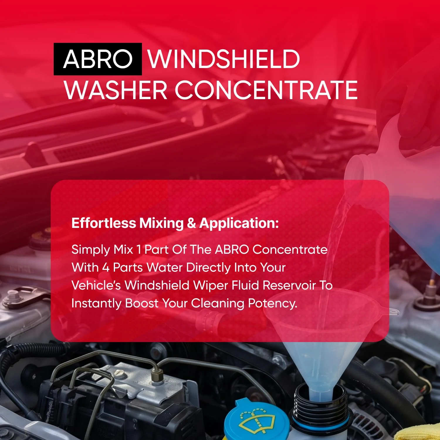 ABRO All-Season Windshield Washer Concentrate 16 oz, Rated to -25°F | Concentrate mixes to a streak-free wash and protects gl product photo, view 6 of 15