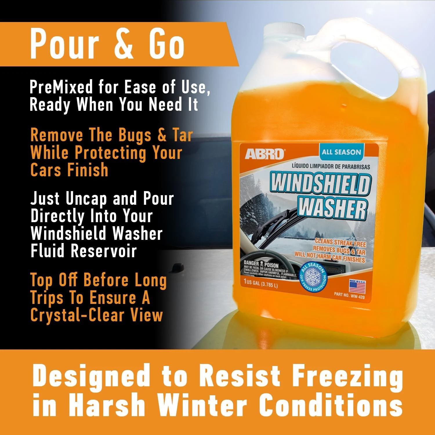 ABRO Windshield Washer Fluid 1 Gallon product image 4 for car detailing