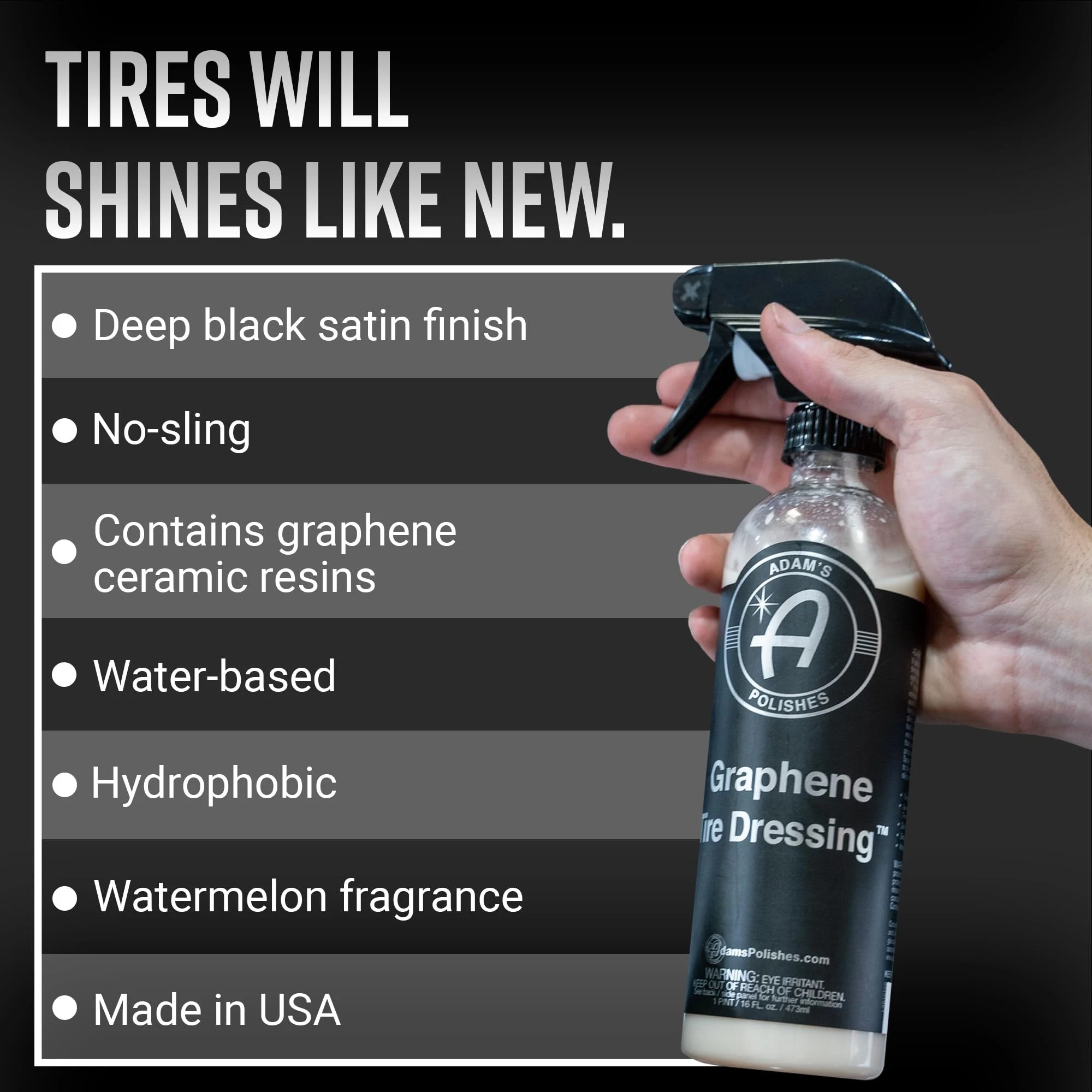 Adam's Polishes Graphene Tire Dressing - Deep Black… product image 4 for car detailing