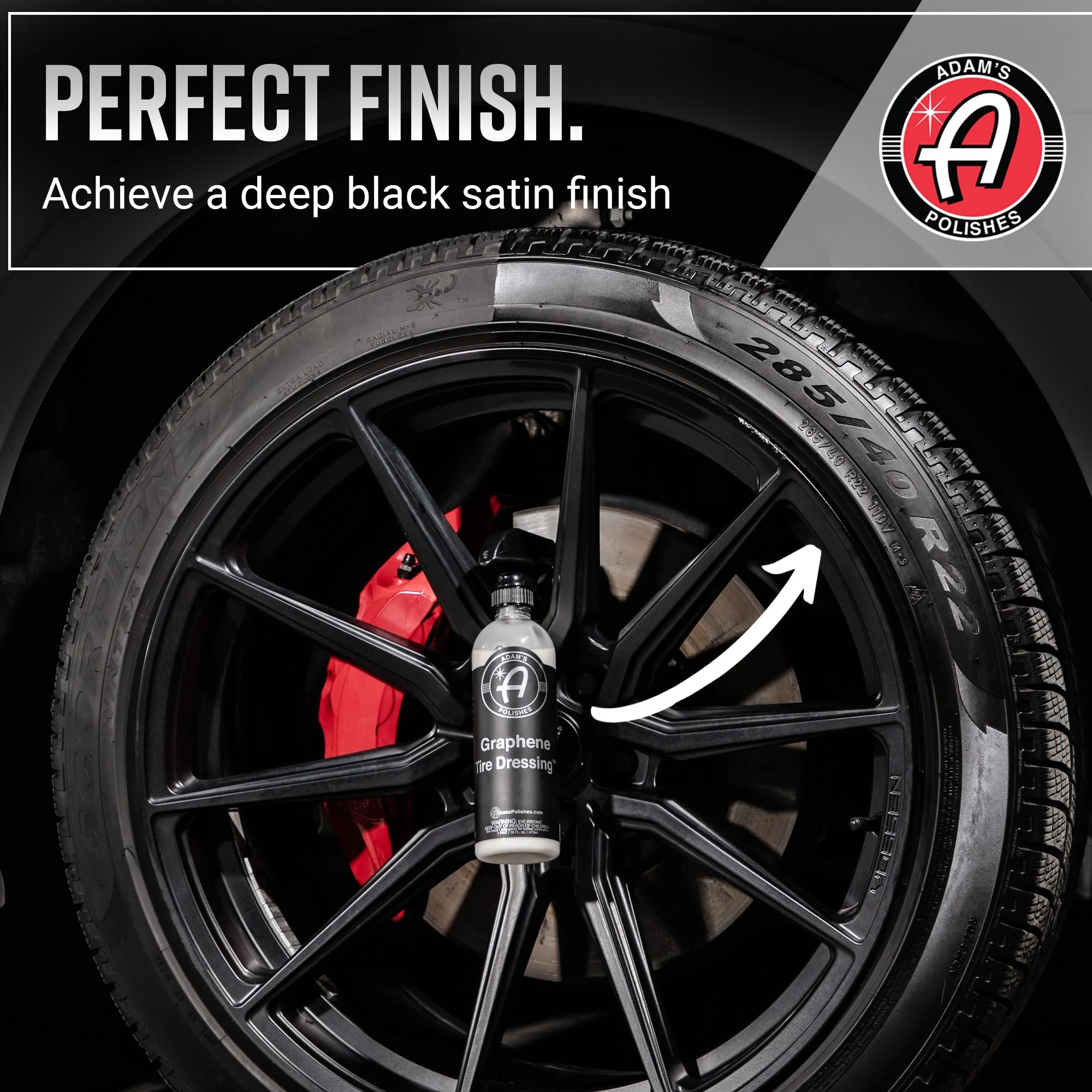 Adam's Polishes Graphene Tire Dressing - Deep Black Finish W/Graphene Non Greasy Car Detailing | Use W/Tire Applicator After product photo, view 5 of 15