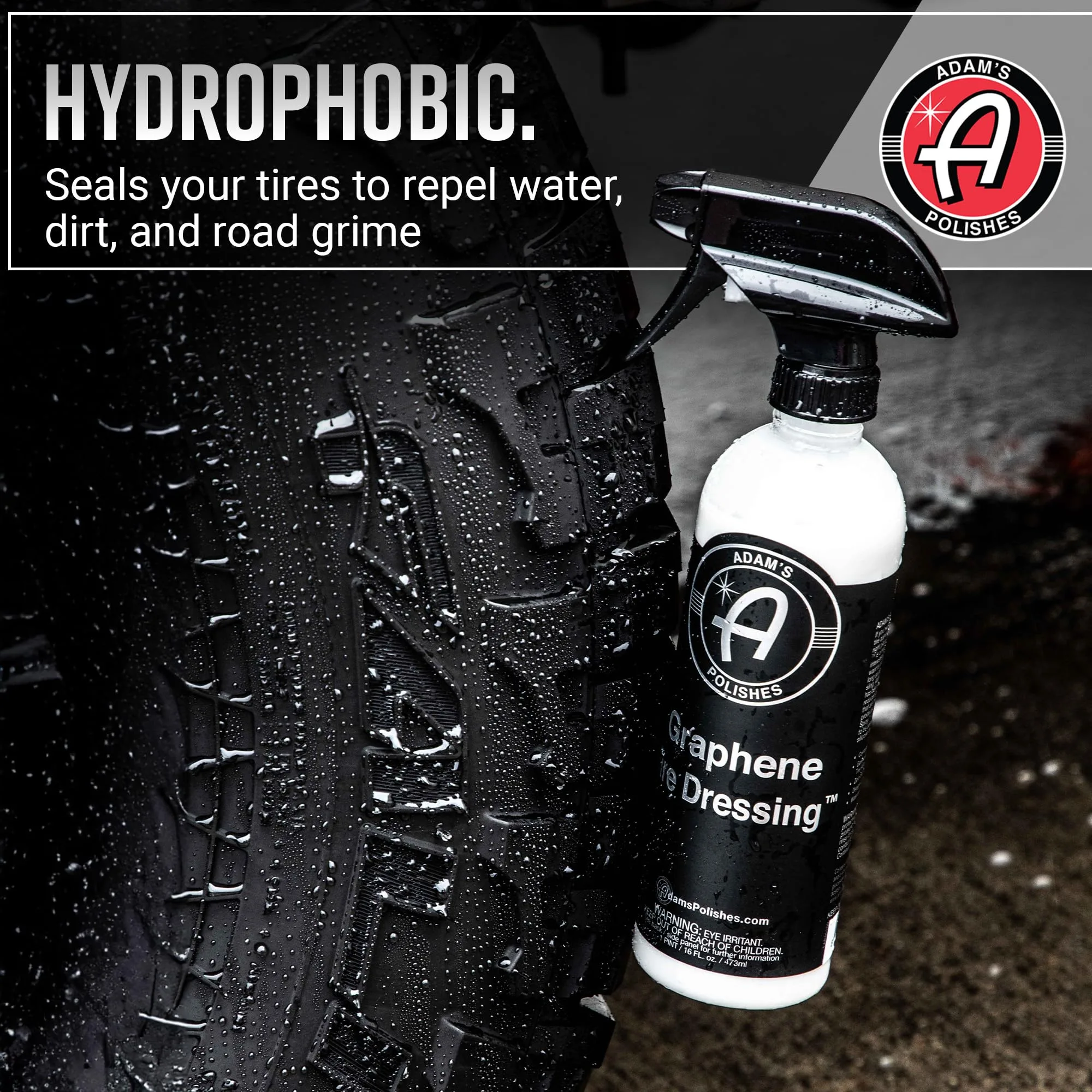 Adam's Polishes Graphene Tire Dressing - Deep Black Finish W/Graphene Non Greasy Car Detailing | Use W/Tire Applicator After product photo, view 15 of 15