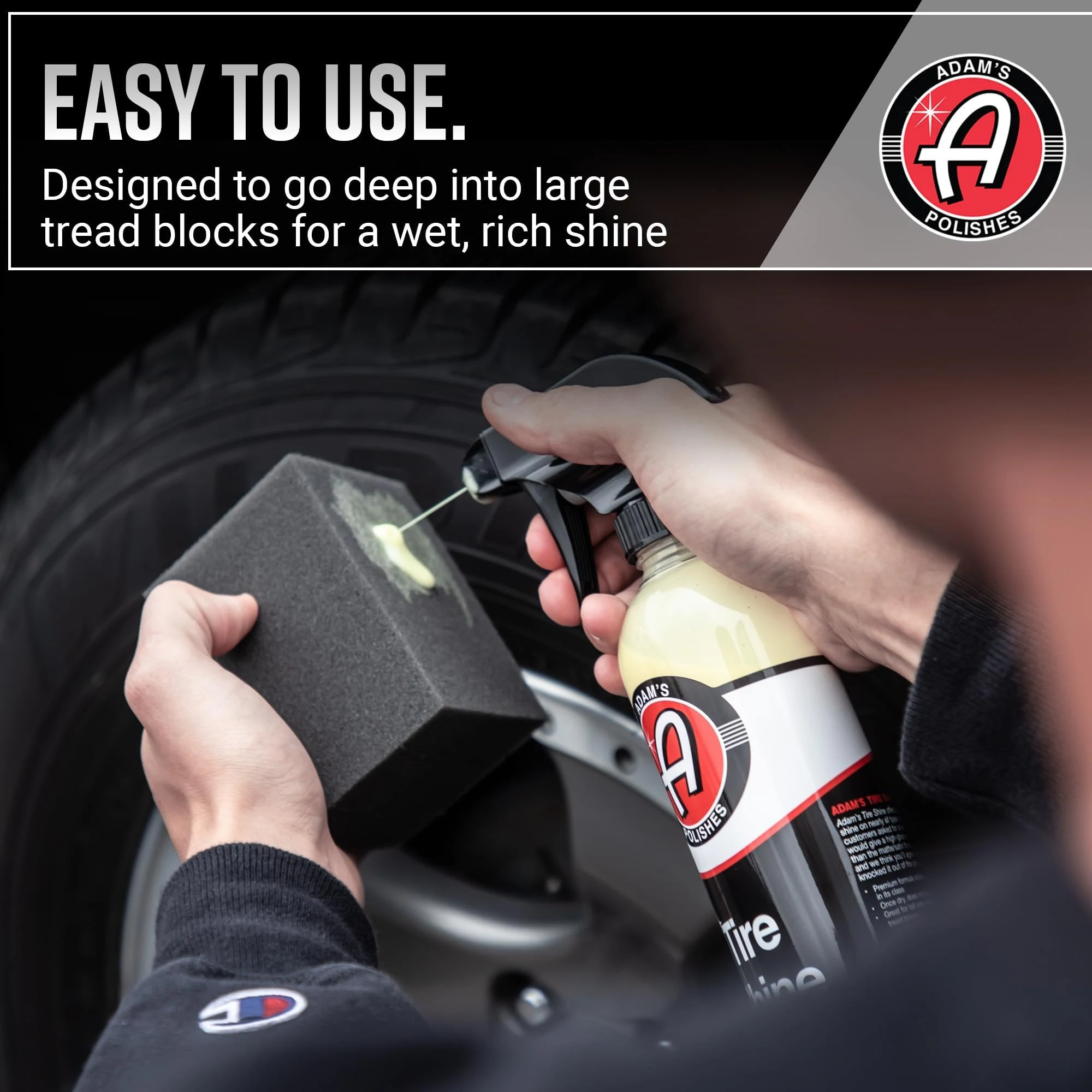 Adam's Tire Shine 16oz - Tire Dressing Spray with Added SIO2 for Rubber Protection, Gives A Glossy Wet Look & No Sling product photo, view 8 of 15