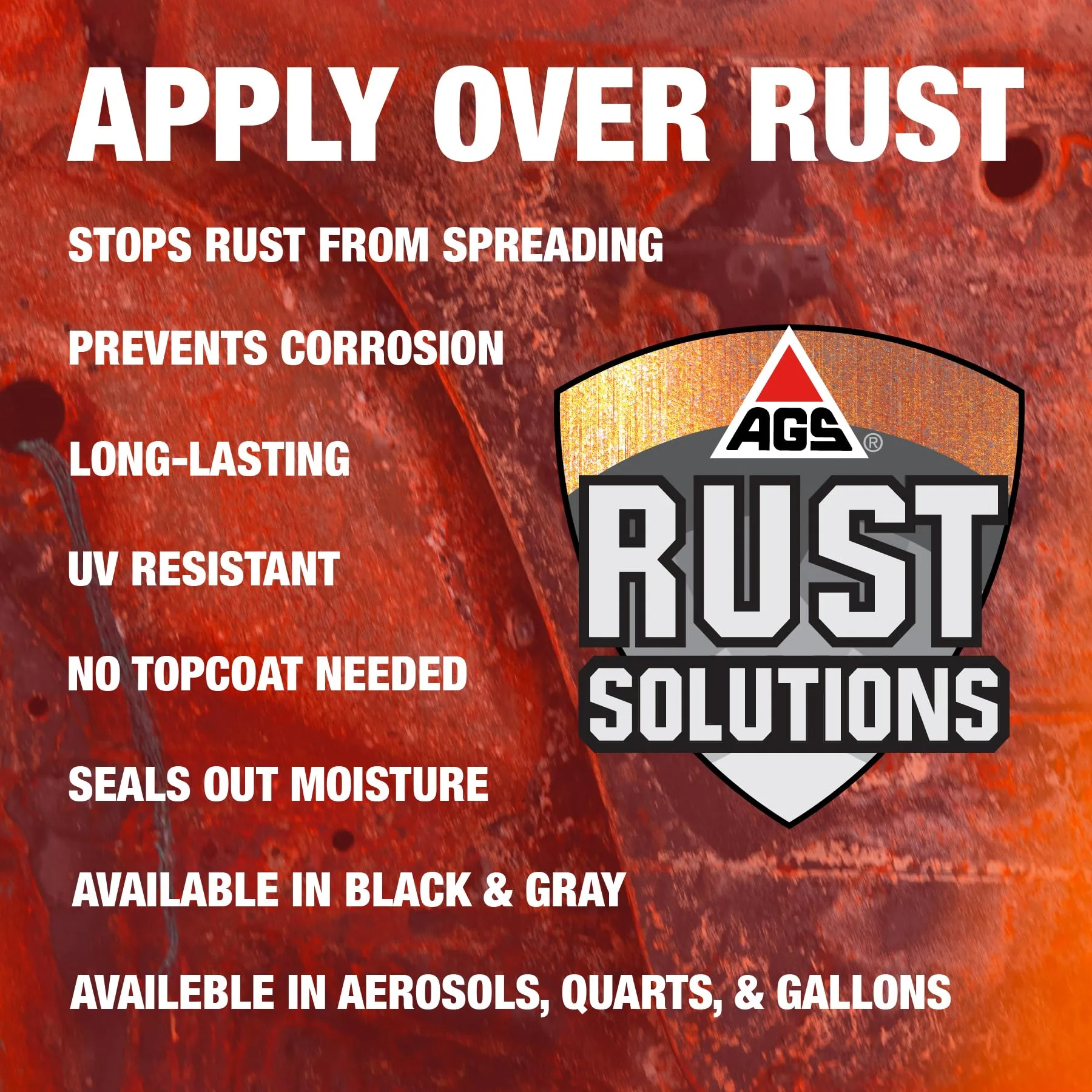 AGS RUST SOLUTIONS Rust Stop Spray Paint for Metal, 14oz Aerosol Can – Matte Black Finish, Epoxy-Fortified Corrosion Protecti product photo, view 12 of 15