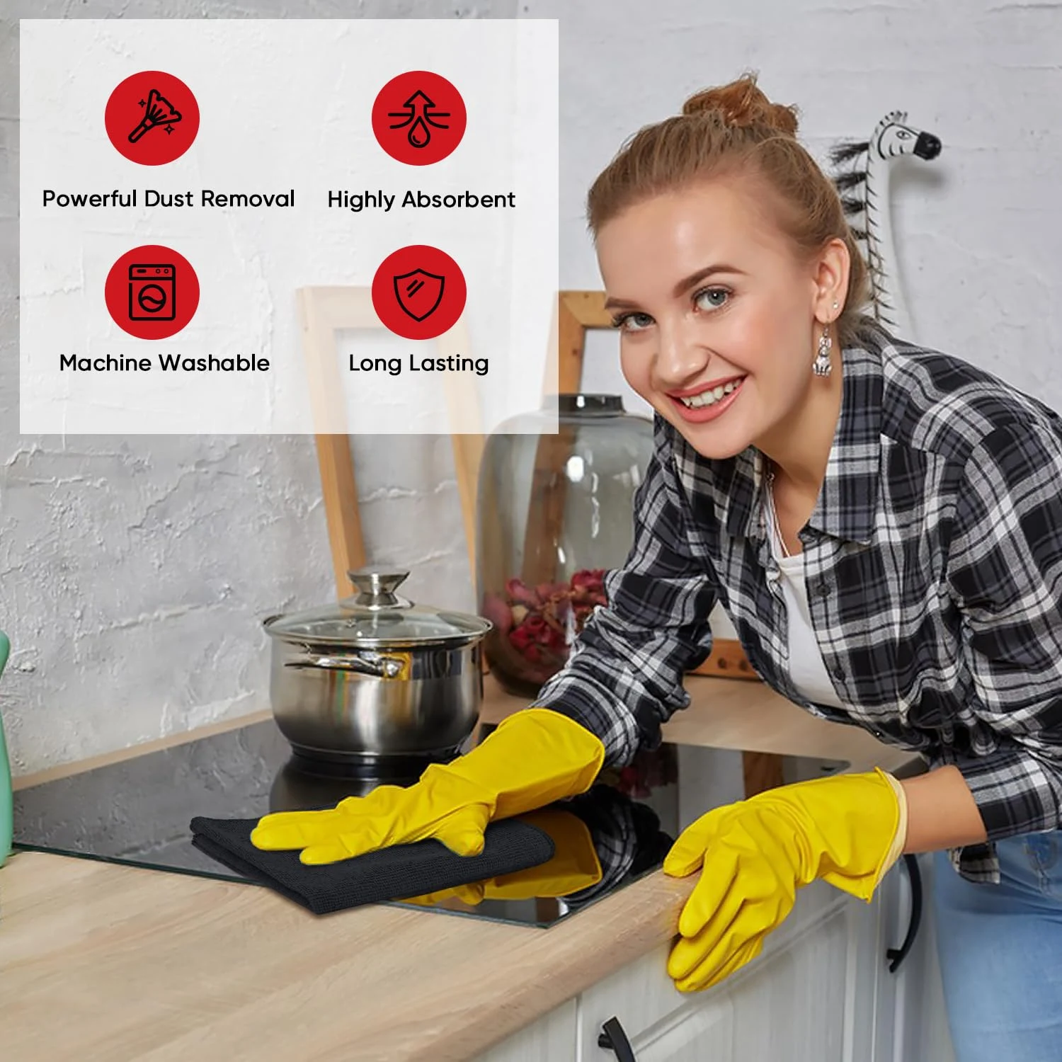 AIDEA Microfiber Cleaning Cloth 24 Pack, Microfiber Towels for Cars, Soft & Absorbent Cleaning Rags, Premium Lint Free Shop T product photo, view 6 of 15