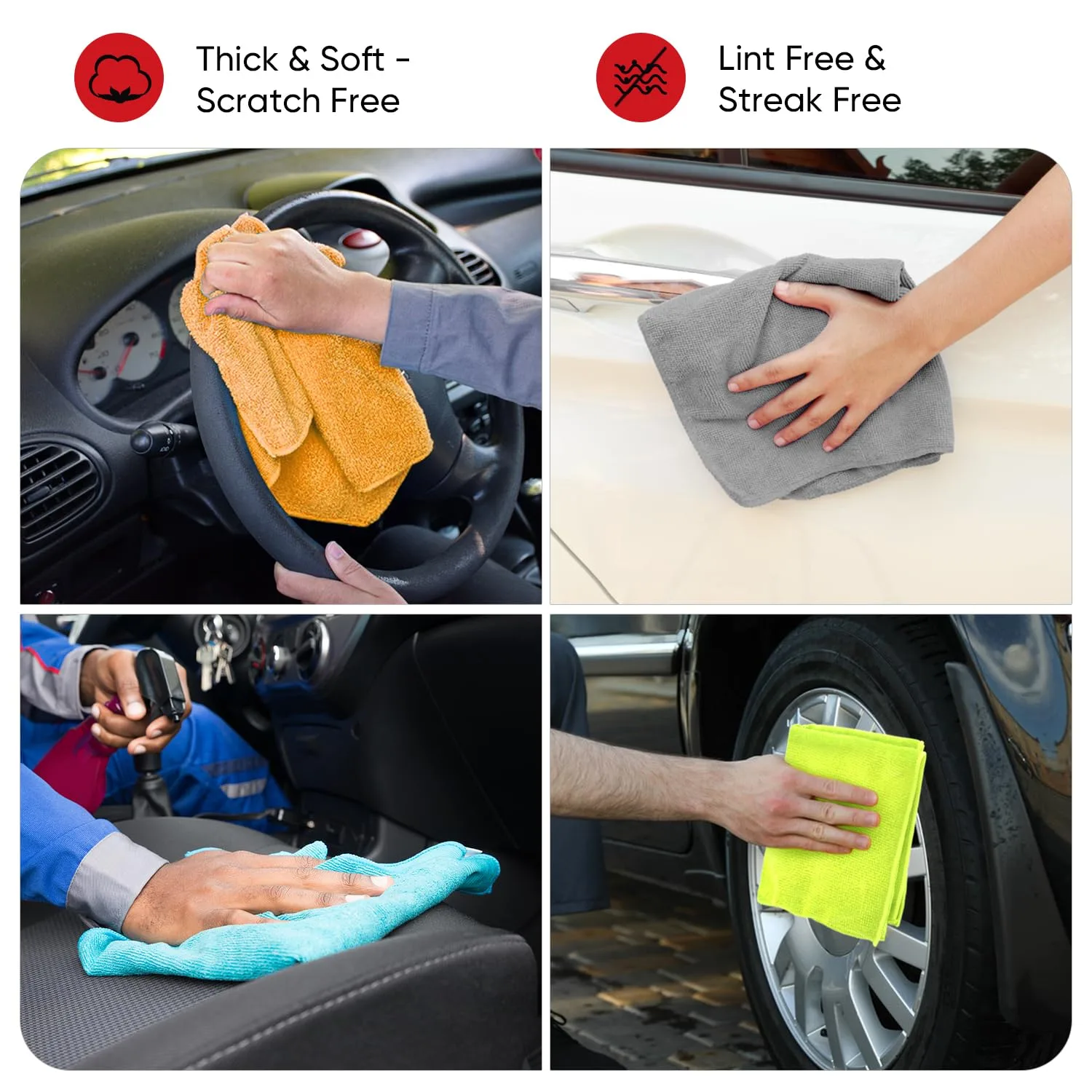 AIDEA Microfiber Cleaning Cloth 24 Pack, Microfiber Towels for Cars, Soft & Absorbent Cleaning Rags, Premium Lint Free Shop T product photo, view 12 of 15