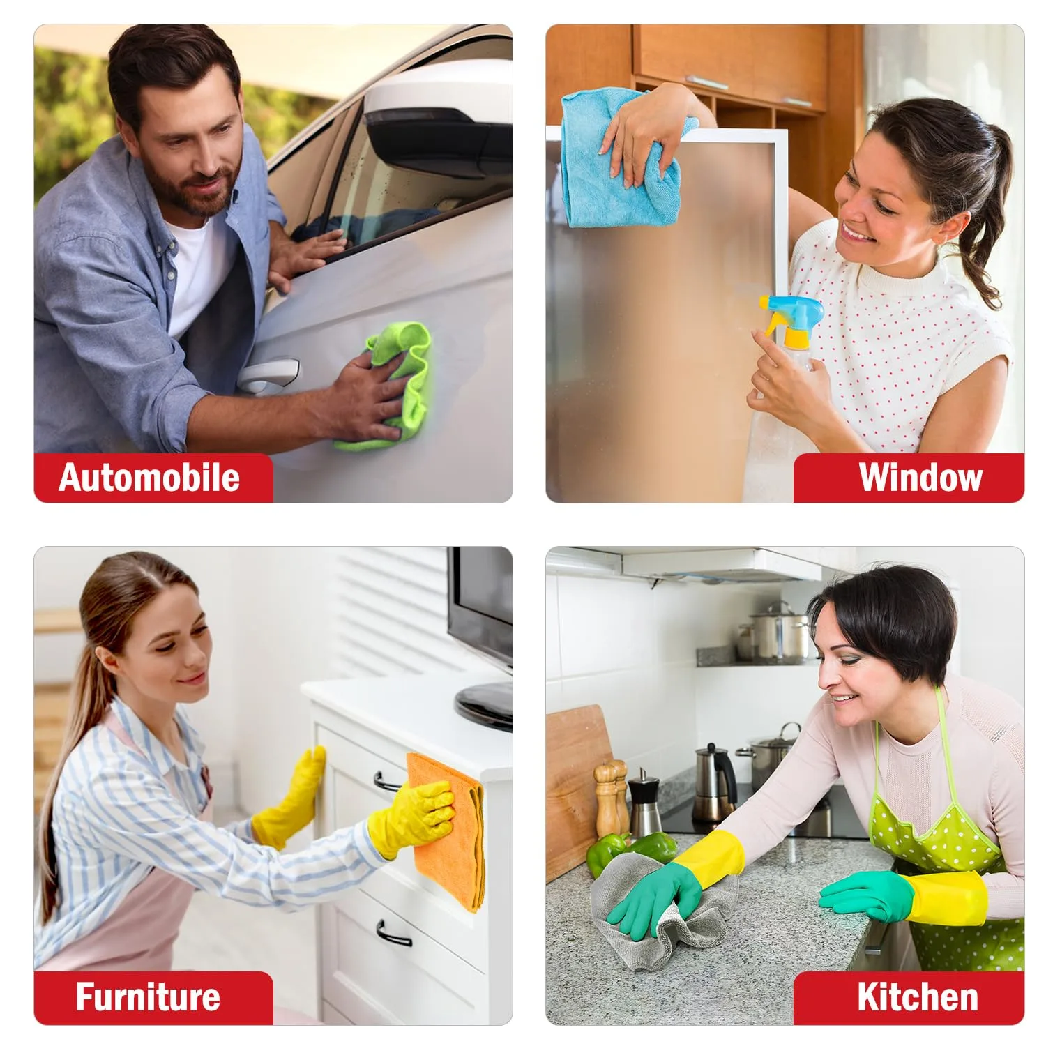 AIDEA Microfiber Cleaning Cloth 24 Pack, Microfiber Towels for Cars, Soft & Absorbent Cleaning Rags, Premium Lint Free Shop T product photo, view 14 of 15