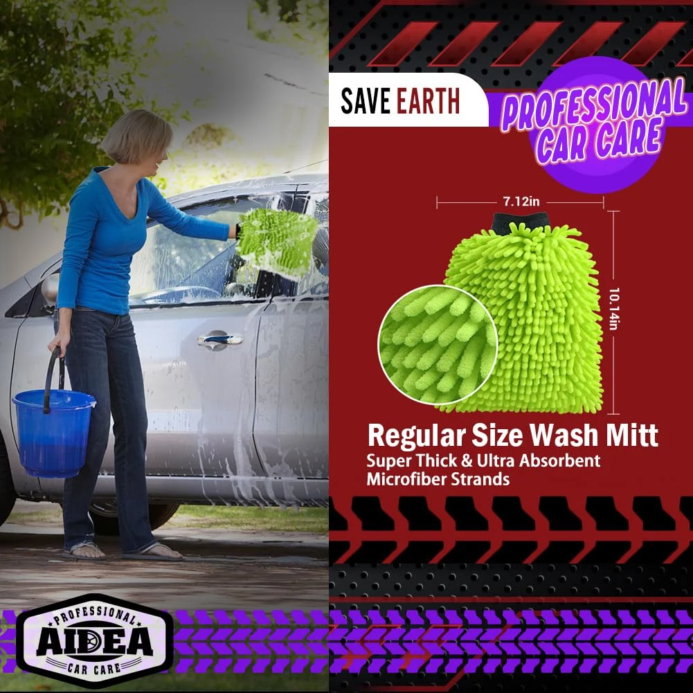 AIDEA Car Wash Mitt Microfiber-2PK product image 3 for car wash kit