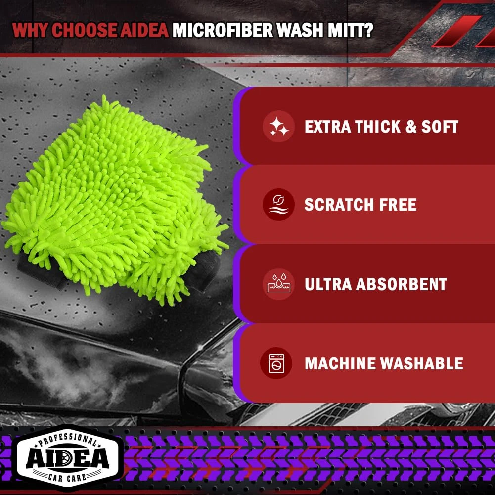 AIDEA Car Wash Mitt Microfiber-2PK product image 4 for car wash kit
