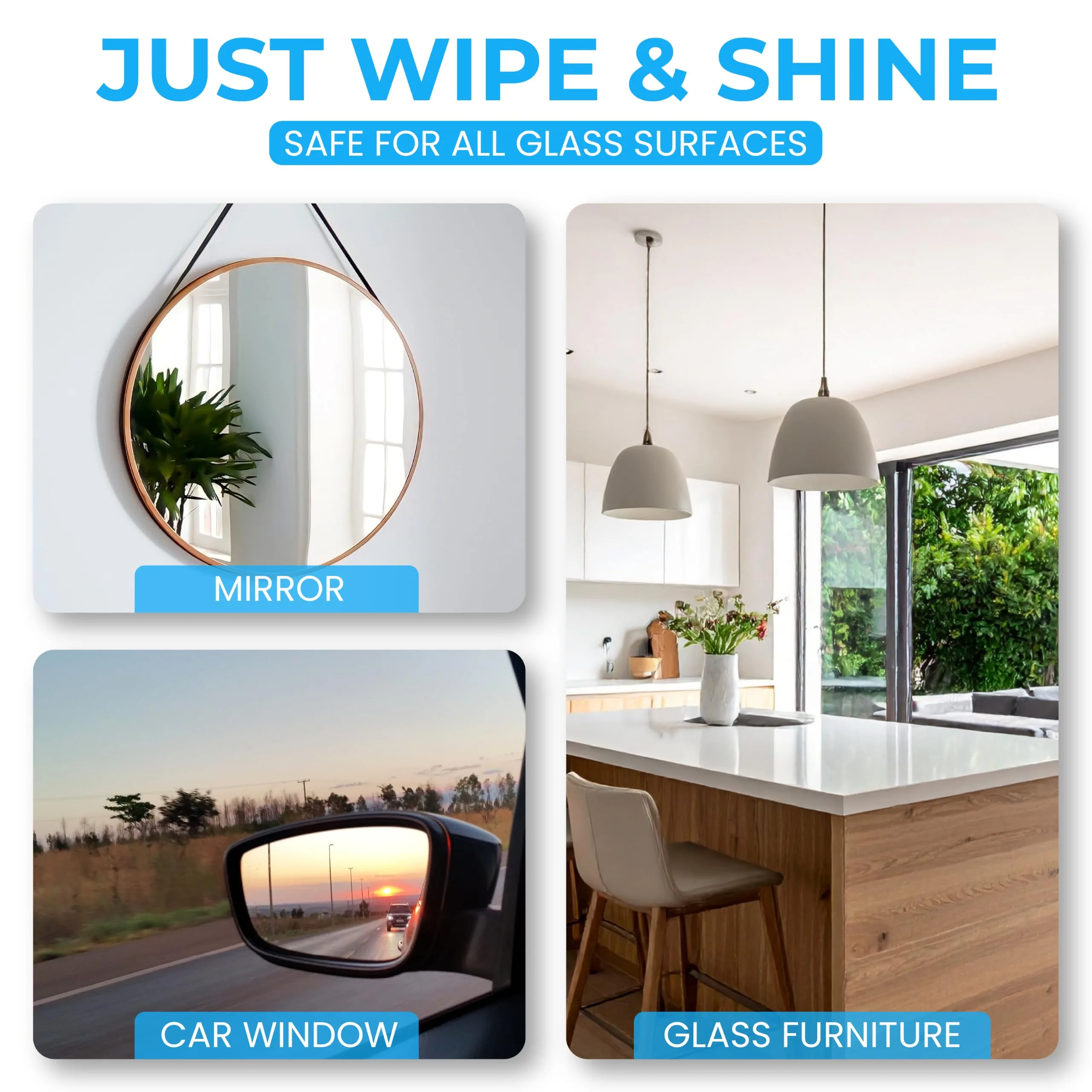 Air Jungles Glass & Window Cleaner Wipes 70 Count, XL 8x10 Inch | Ammonia-Free, Streak-Free, Safe For Car Windshield, Headlig product photo, view 15 of 15