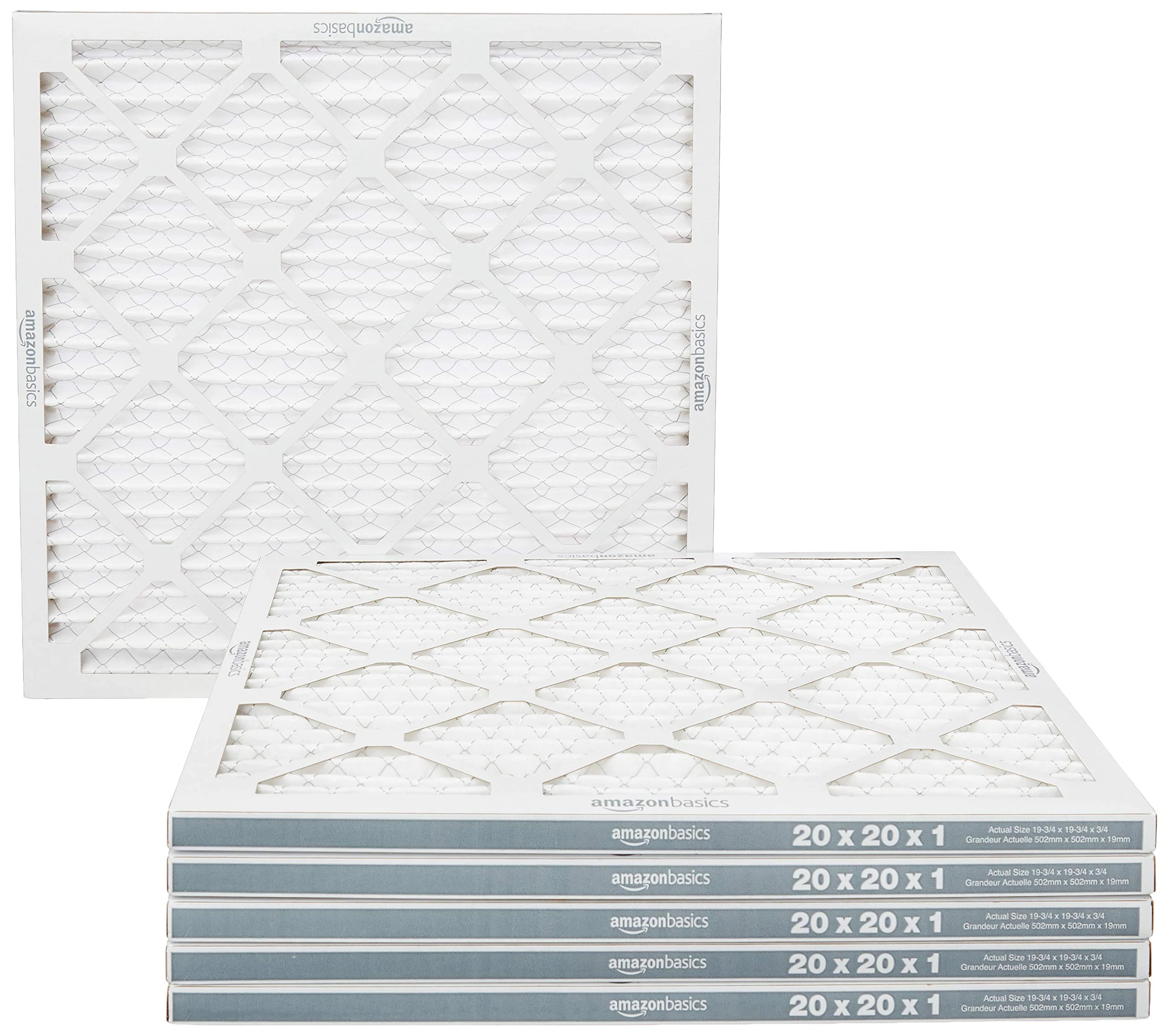 Amazon Basics 20x20x1 Air Filter 6-Pack, MERV 11 AC Furnace Filters, Dust, Pet, Allergen Control , Electrostatic (Actual Size product image 3