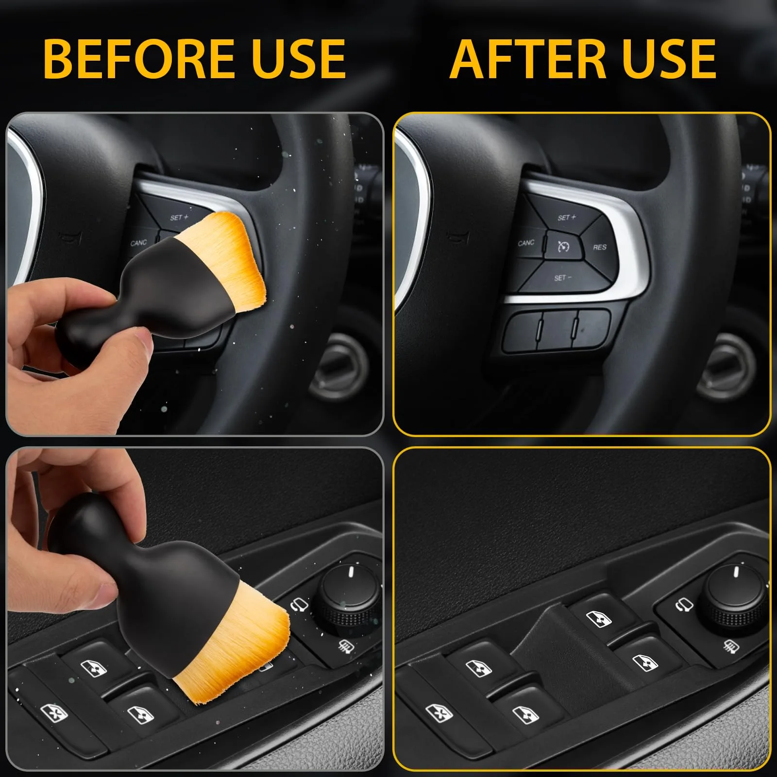 Amrules 2 Pcs Car Interior Detailing Brush Cleaning Tools, Brown | Soft Bristles Gently Clean Dust & Dirt, Gentle on Surfaces product photo, view 12 of 15