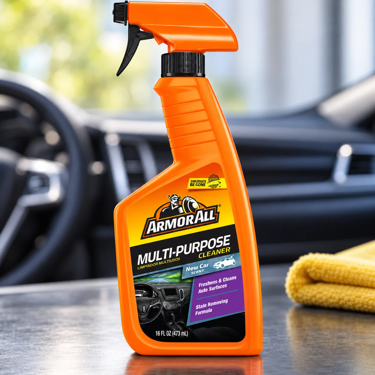 Armor All Multi-Purpose Car Cleaner Spray, New Car Scent, 16 Fl Oz | Interior car cleaner for dashboards, vinyl, clear plasti product photo, view 9 of 15