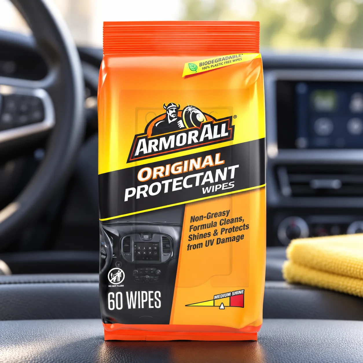 Armor All Car Protectant Wipes, Interior Car Wipes with UV Protection Against Cracking and Fading, 60 Wipes product photo, view 10 of 17