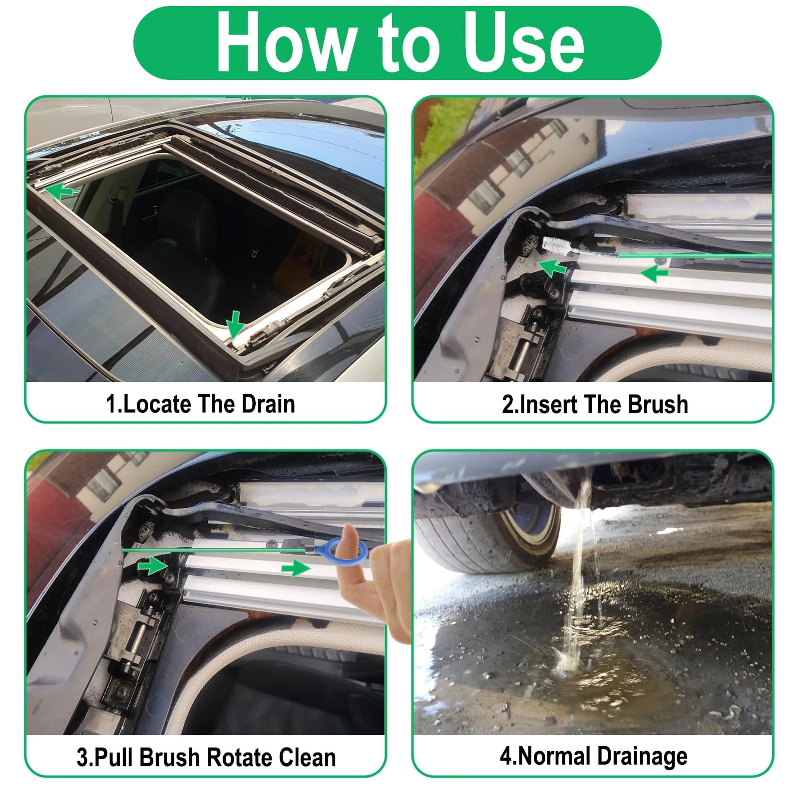 Auto Sunroof Drain Cleaning Tool, 120 Inch Flexible Tube Cleaning Brush | with Pipe Cleaning Brush, Injector Hose, and Inject product photo, view 8 of 17