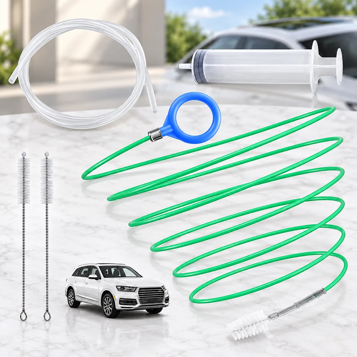 Auto Sunroof Drain Cleaning Tool, 120 Inch Flexible Tube Cleaning Brush | with Pipe Cleaning Brush, Injector Hose, and Inject product photo, view 10 of 17