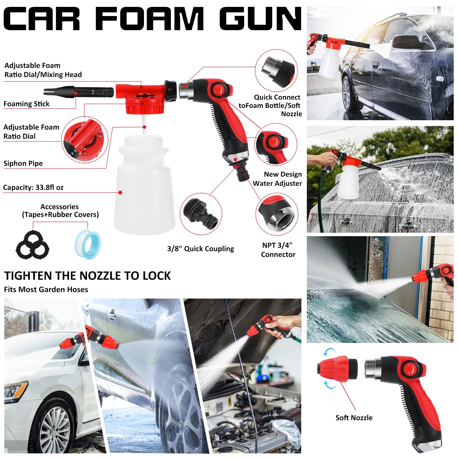 AUTODECO 42Pcs Car Wash Kit with Foam Gun product image 4 for foam cannon