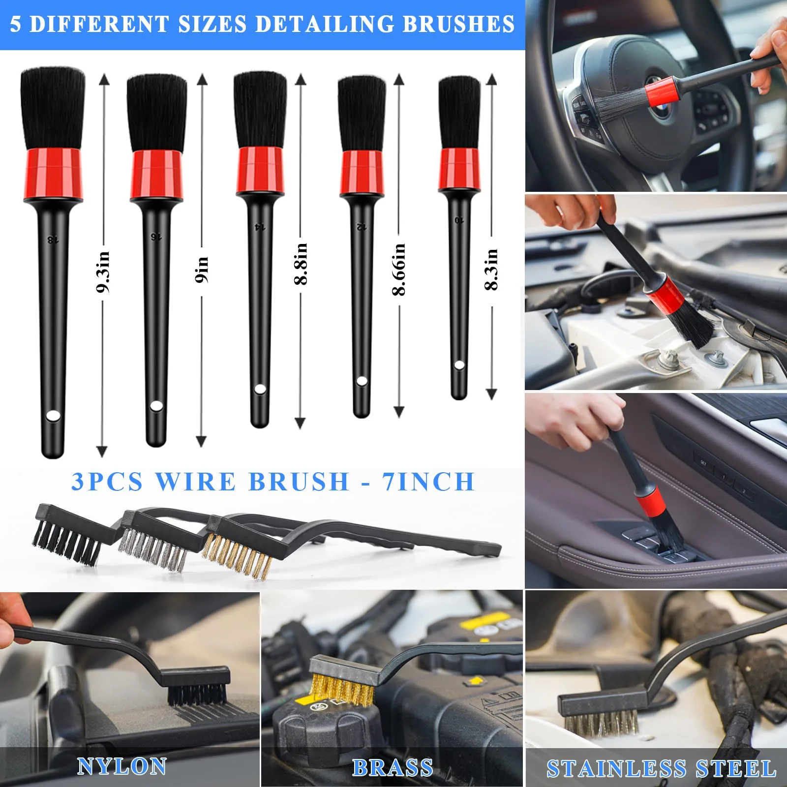 AUTODECO 42Pcs Car Wash Kit with Foam Gun, Complete Car Detailing Brush Kit | Complete Interior & Exterior Car Detailing Set, product photo, view 12 of 13