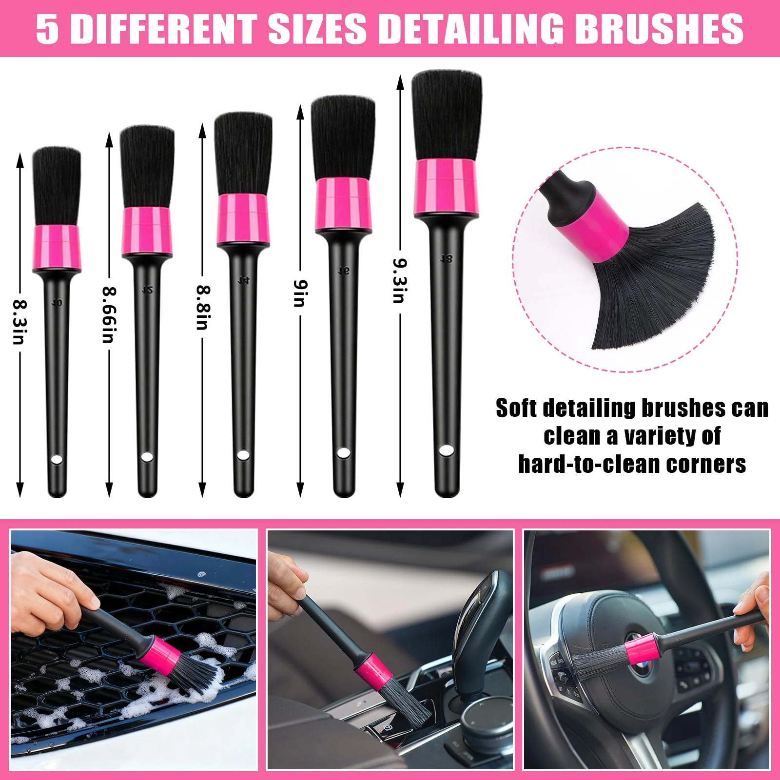 AUTODECO Windshield Cleaner Tool, 17Pcs Car Interior Detailing Kit, Detailing Brush, Towels, Duster, Car Cleaning Kit Interio product photo, view 5 of 15