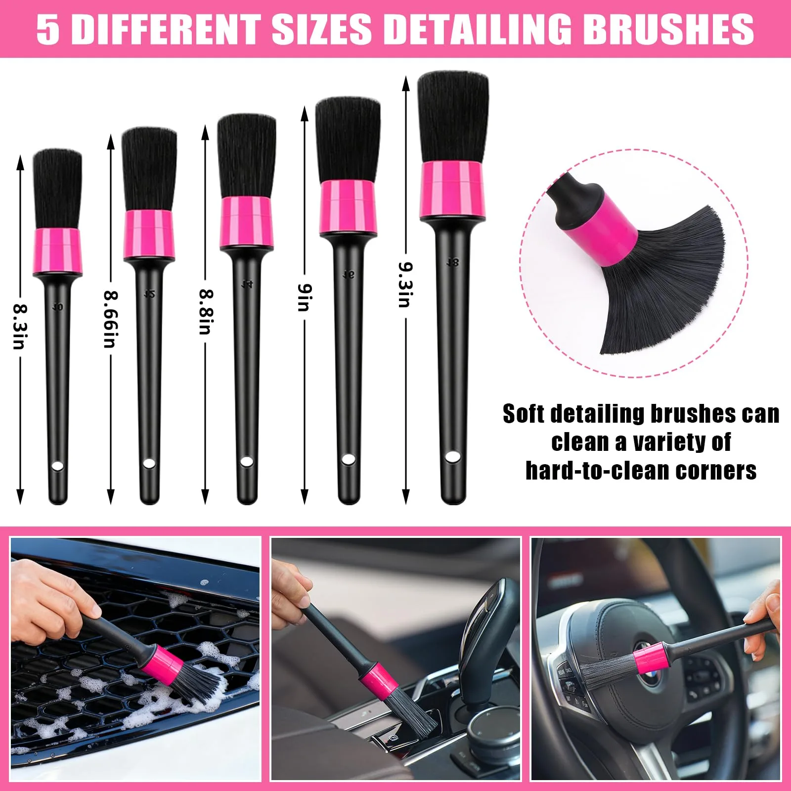 AUTODECO Windshield Cleaner Tool, 17Pcs Car Interior Detailing Kit, Detailing Brush, Towels, Duster, Car Cleaning Kit Interio product photo, view 12 of 15