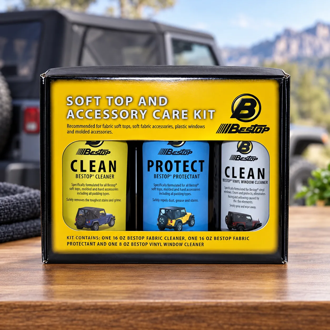 Bestop Cleaner/Protectant Pack 1121500 for Vinyl Soft Tops | Fits Universal, for Bestop vinyl soft tops, window cleaner, soft product photo, view 6 of 9