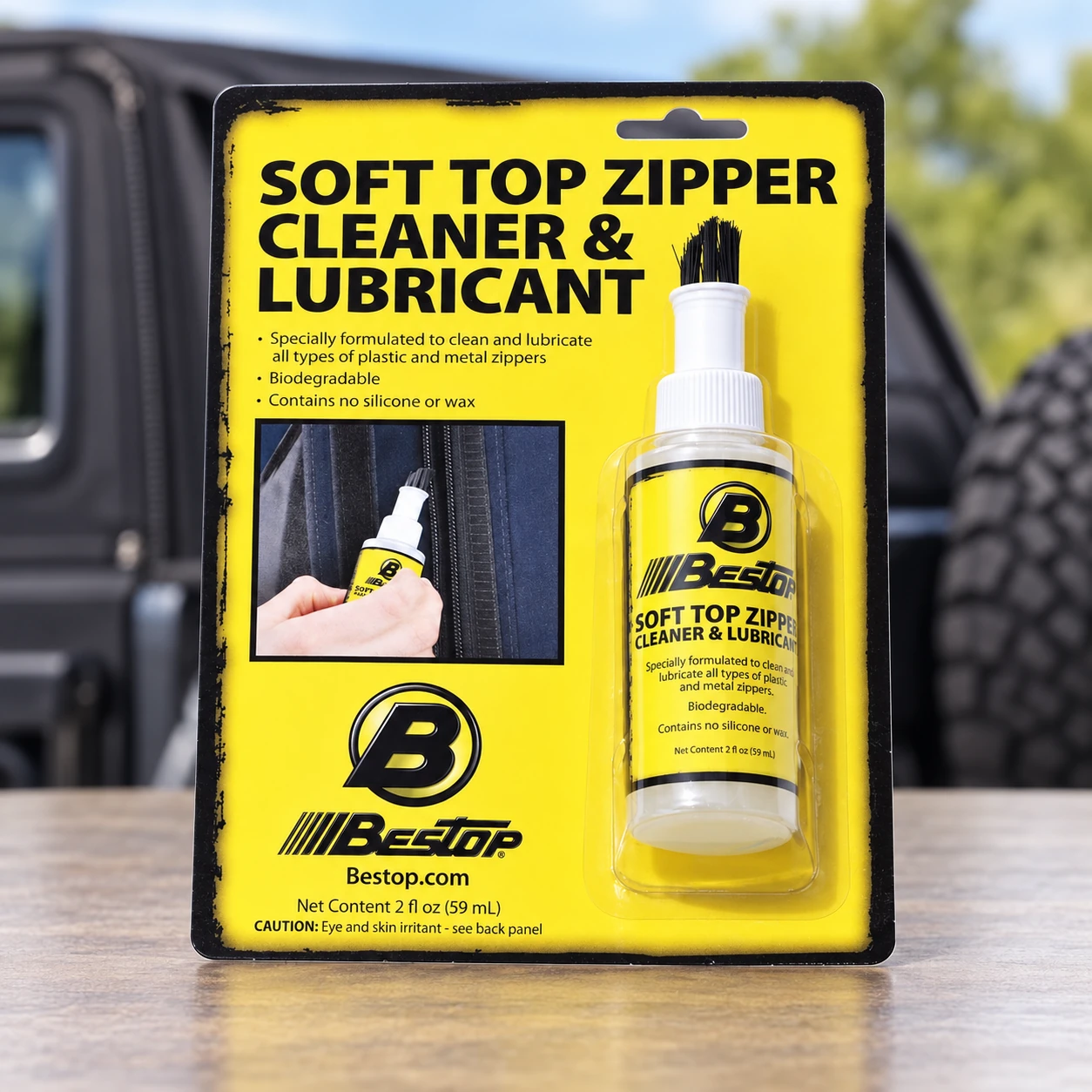Bestop Zipper Cleaner & Lubricant 1121600 for Soft Top Zippers | Fits Universal, for Bestop soft top zippers, boxed product photo