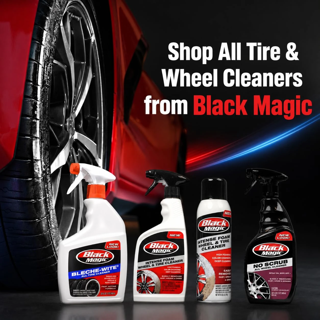 Black Magic Bleche-Wite Tire Cleaner Spray, 32 oz (Pack of 4) | Fast-Acting Tire Cleaning Spray for White Walls, Black Walls, product photo, view 7 of 13
