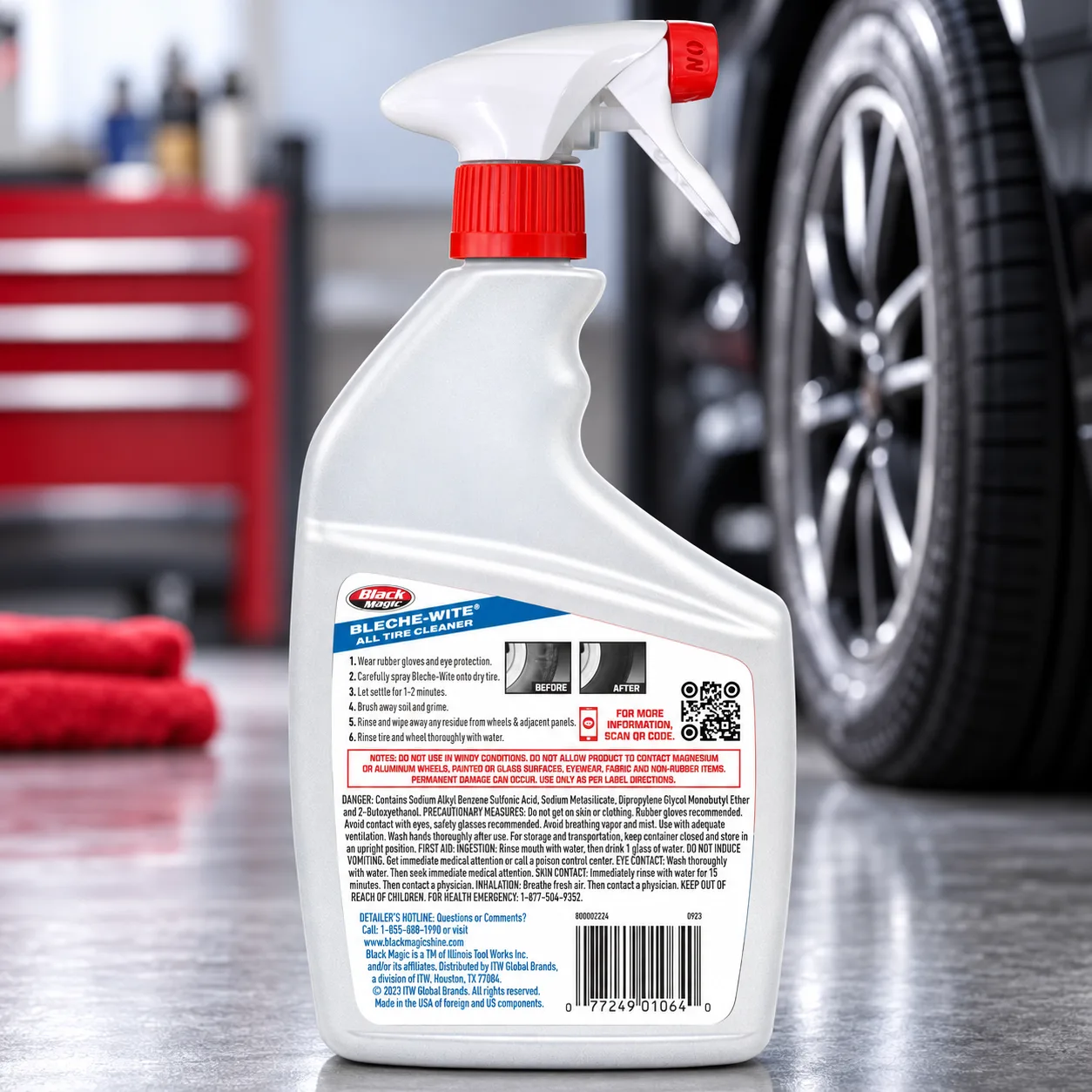 Black Magic Bleche-Wite Tire Cleaner Spray, 32 oz (Pack of 4) | Fast-Acting Tire Cleaning Spray for White Walls, Black Walls, product photo, view 8 of 13