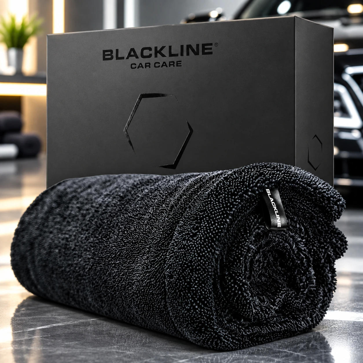 Blackline Microfiber Car Drying Towel 24"x36", 1300GSM Twisted Loop | Twisted Loop microfiber dries your car in one pass-1300 product photo