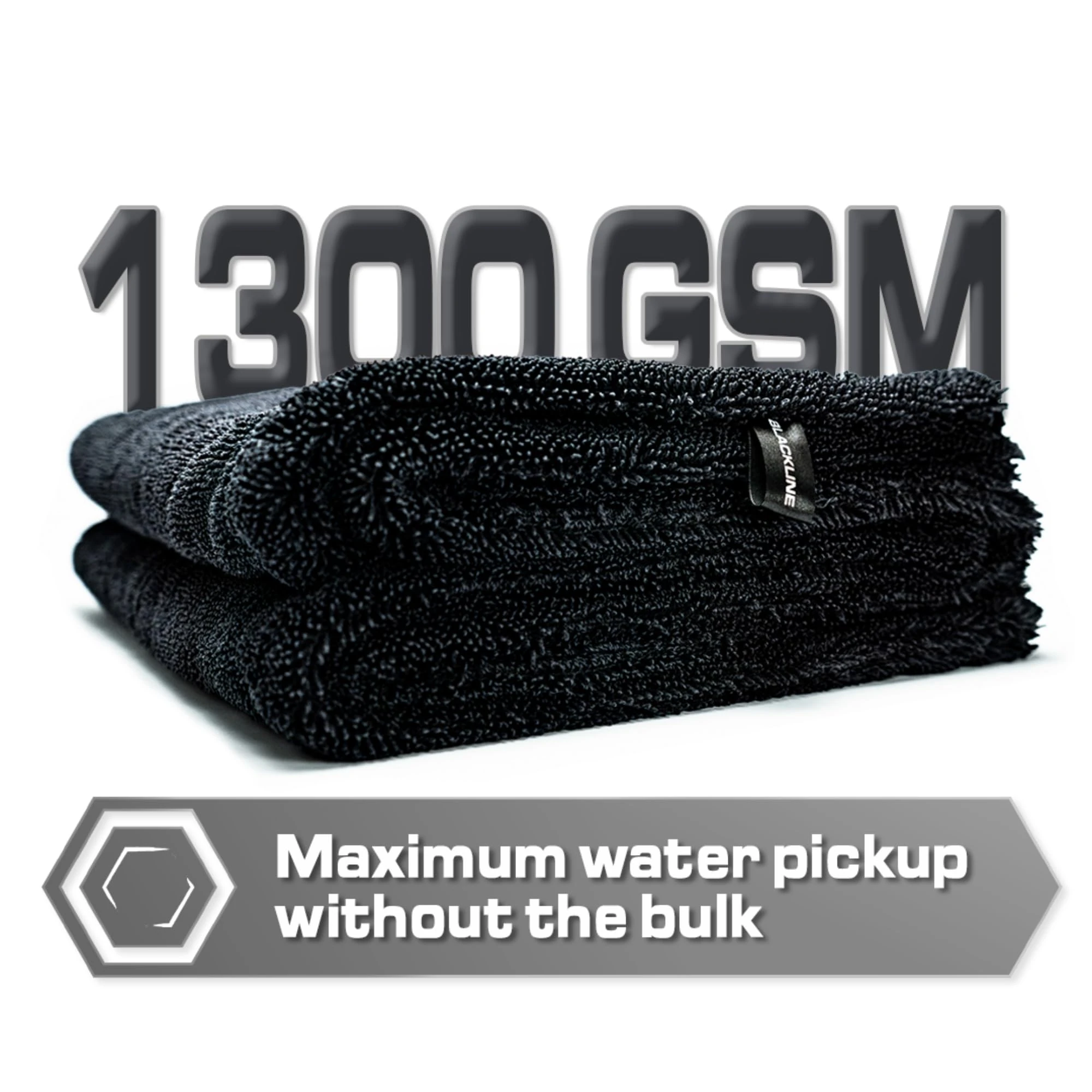 Blackline Microfiber Car Drying Towel 24"x36", 1300GSM Twisted Loop | Twisted Loop microfiber dries your car in one pass-1300 product photo, view 8 of 15