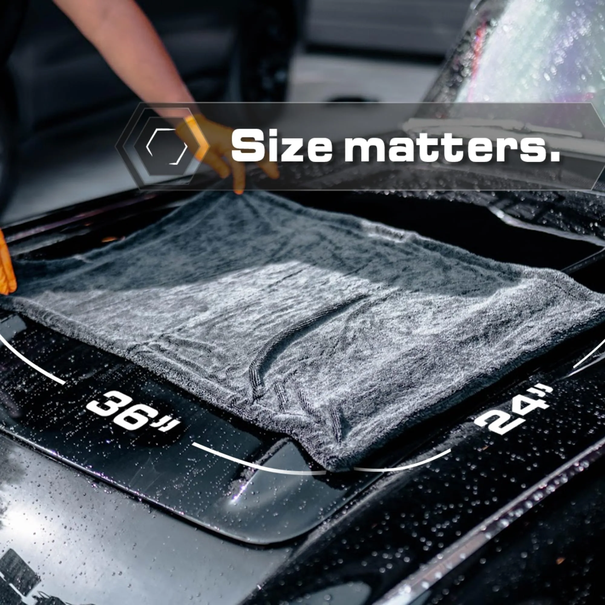 Blackline Microfiber Car Drying Towel 24"x36", 1300GSM Twisted Loop | Twisted Loop microfiber dries your car in one pass-1300 product photo, view 14 of 15
