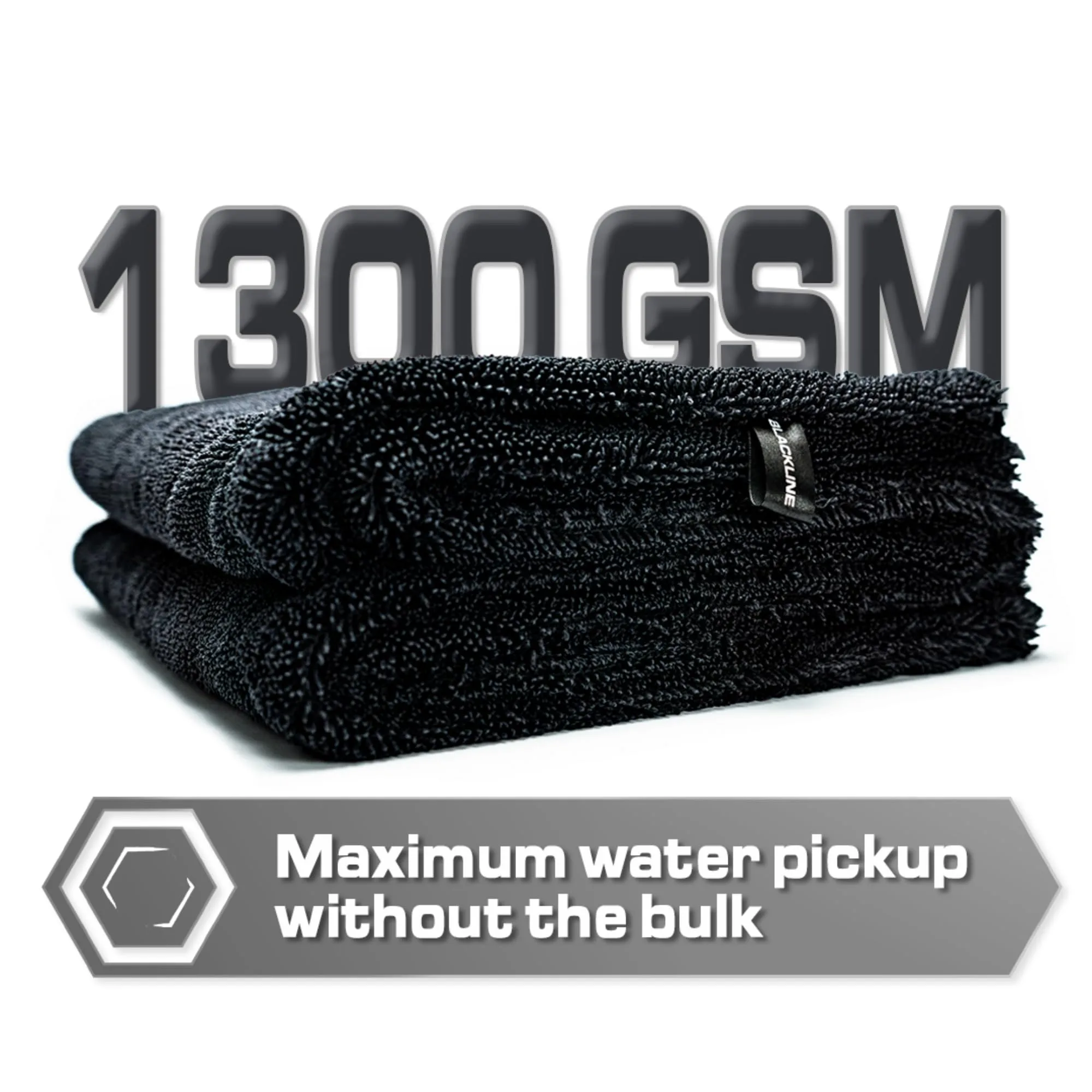 Blackline Microfiber Car Drying Towel 24"x36", 1300GSM Twisted Loop | Twisted Loop microfiber dries your car in one pass-1300 product photo, view 15 of 15