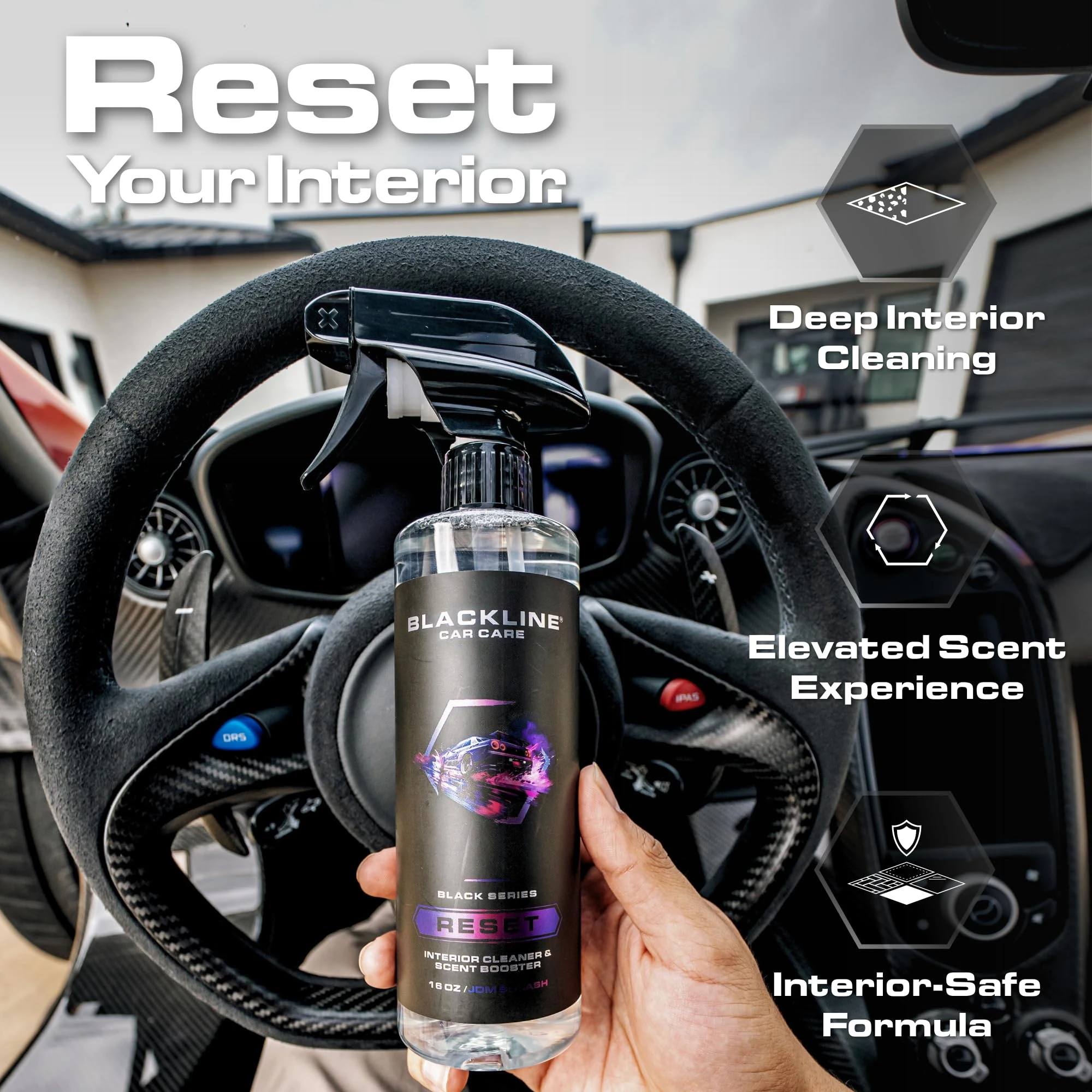 Blackline Reset Interior Car Cleaner & Deodorizer Spray - Dark Ice | pH-neutral high-foam formula deep-cleans & deodorizes le product photo, view 4 of 15