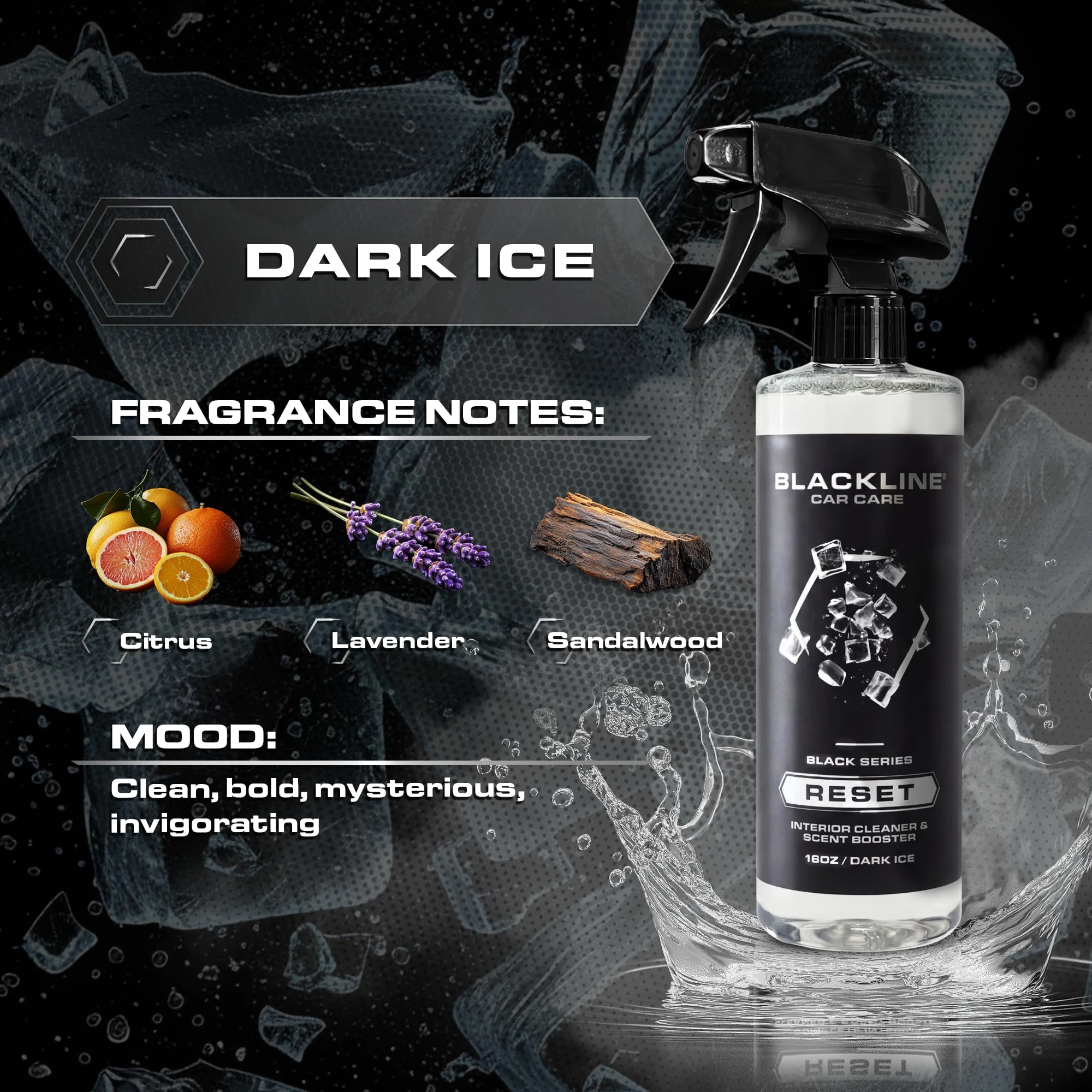Blackline Reset Interior Car Cleaner & Deodorizer Spray - Dark Ice | pH-neutral high-foam formula deep-cleans & deodorizes le product photo, view 8 of 15