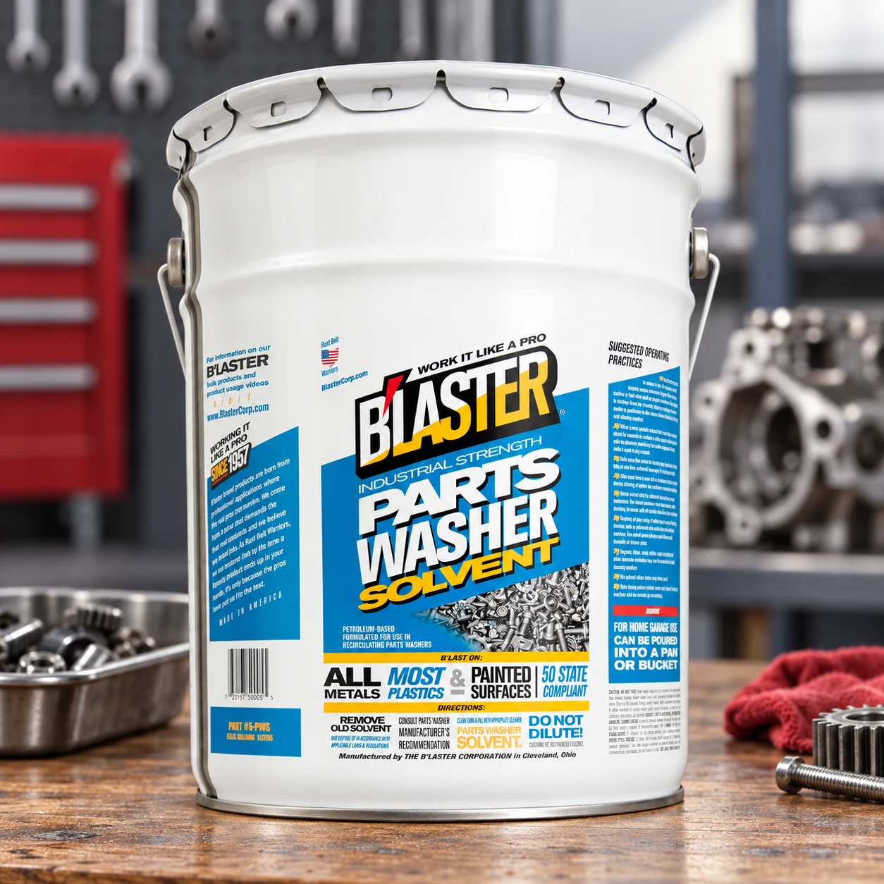 B’laster Parts Washer – Parts Cleaner Solvent – High Flashpoint Formula Cleans Oil, Grease & Grime, No Residue, Works on Meta product image 1