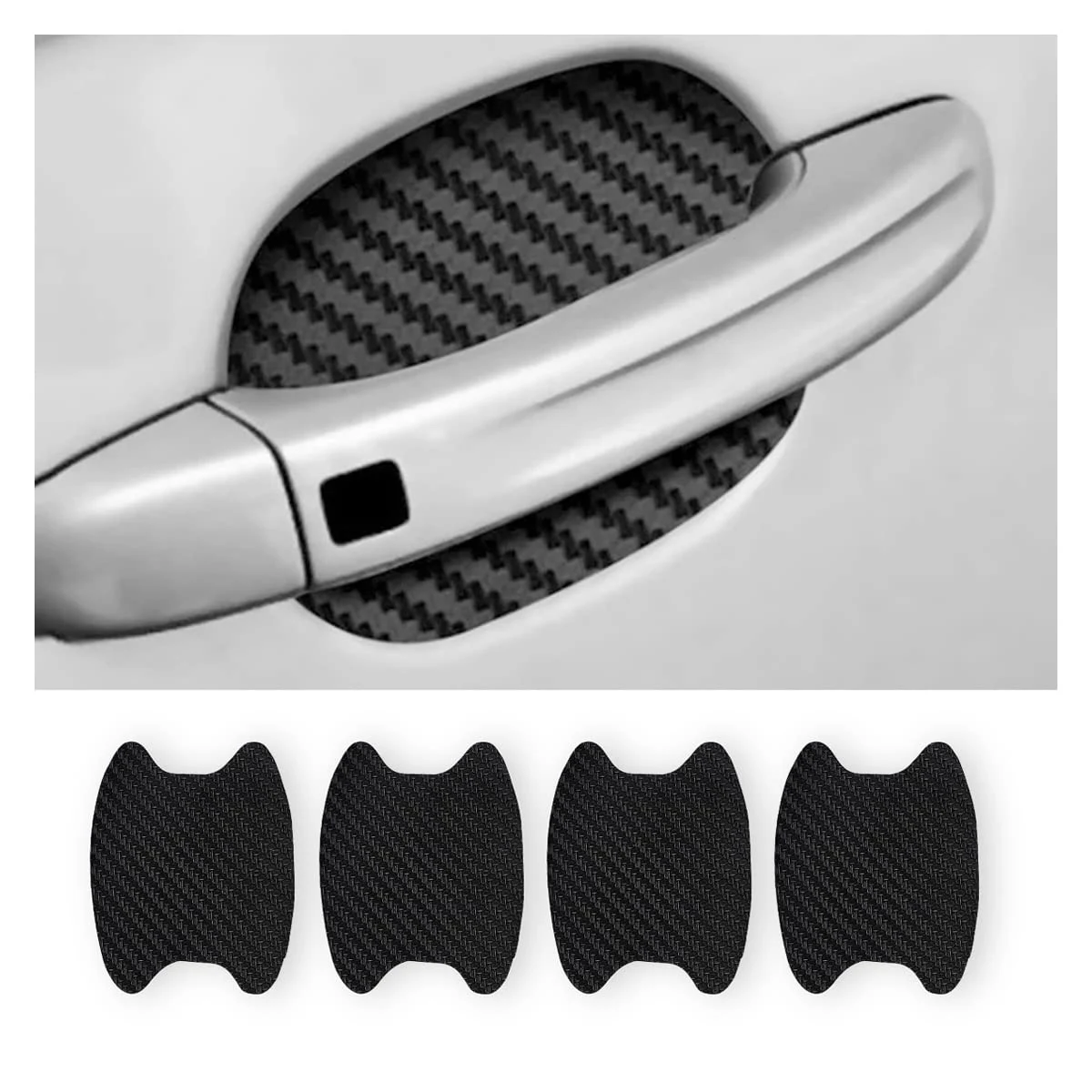 Blilo 4PCS Carbon Fiber Car Door Cup Protector Films, Black | non-marking protective layer, paint-covering barrier, fits most product image 2