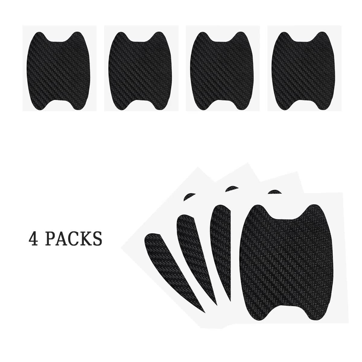 Blilo 4PCS Carbon Fiber Car Door Cup Protector Films, Black | non-marking protective layer, paint-covering barrier, fits most product photo, view 14 of 15