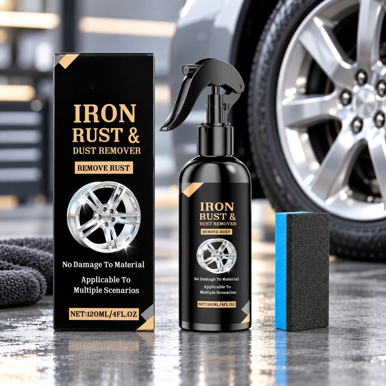BlueBouff Car Wheel Cleaning Spray, Rust Remover Spray, Iron Aluminium Remover, Powerful Stain Removal, for Cars, Trucks, Mot product image 1